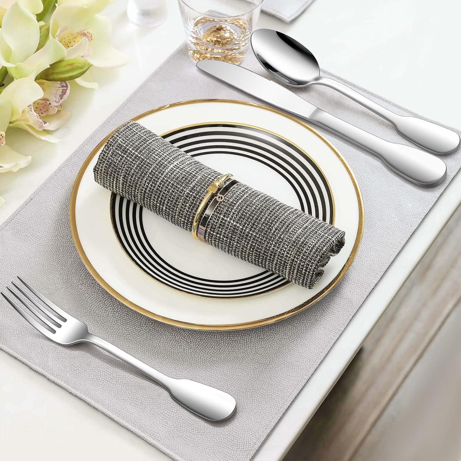 image1810 Silverware Set Efar 40Piece Stainless Steel Flatware Cutlery Set Service for 8 Metal Tableware Eating Utensil Sets for HomeRestaurantWedding Elegant amp Classic Style Dishwasher Safe60