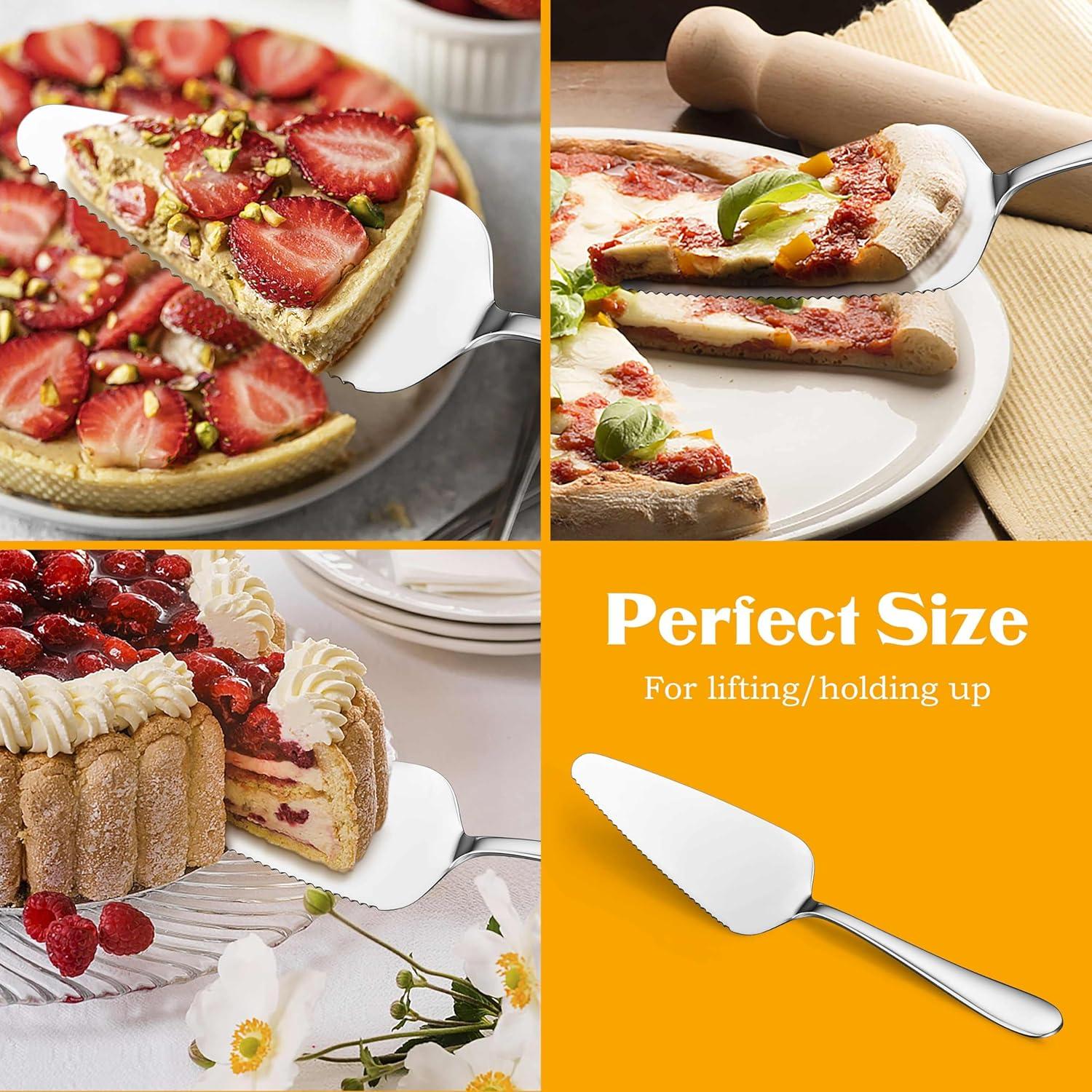 image5Piece Pie Server Efar Hammered Stainless Steel Cake Server Spatula for Cutting Pastry Cheese Pizza Serrated Edge with Square Handle Mirror Polished amp Dishwasher Safe89 InchOval Shaped Handles