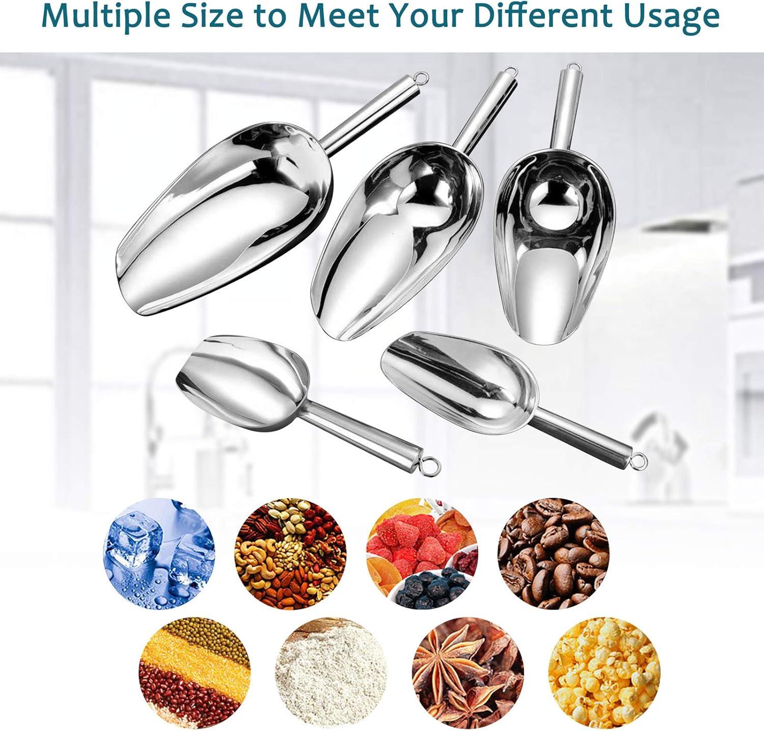 image8 Ounce Ice Scoop Set of 2 Efar Stainless Steel Scoops for Ice CubeCandyFlourSugar Metal Utility Scoops for Party Baking Kitchen Pantry Rust Free amp Dishwasher Safe12 Ounce