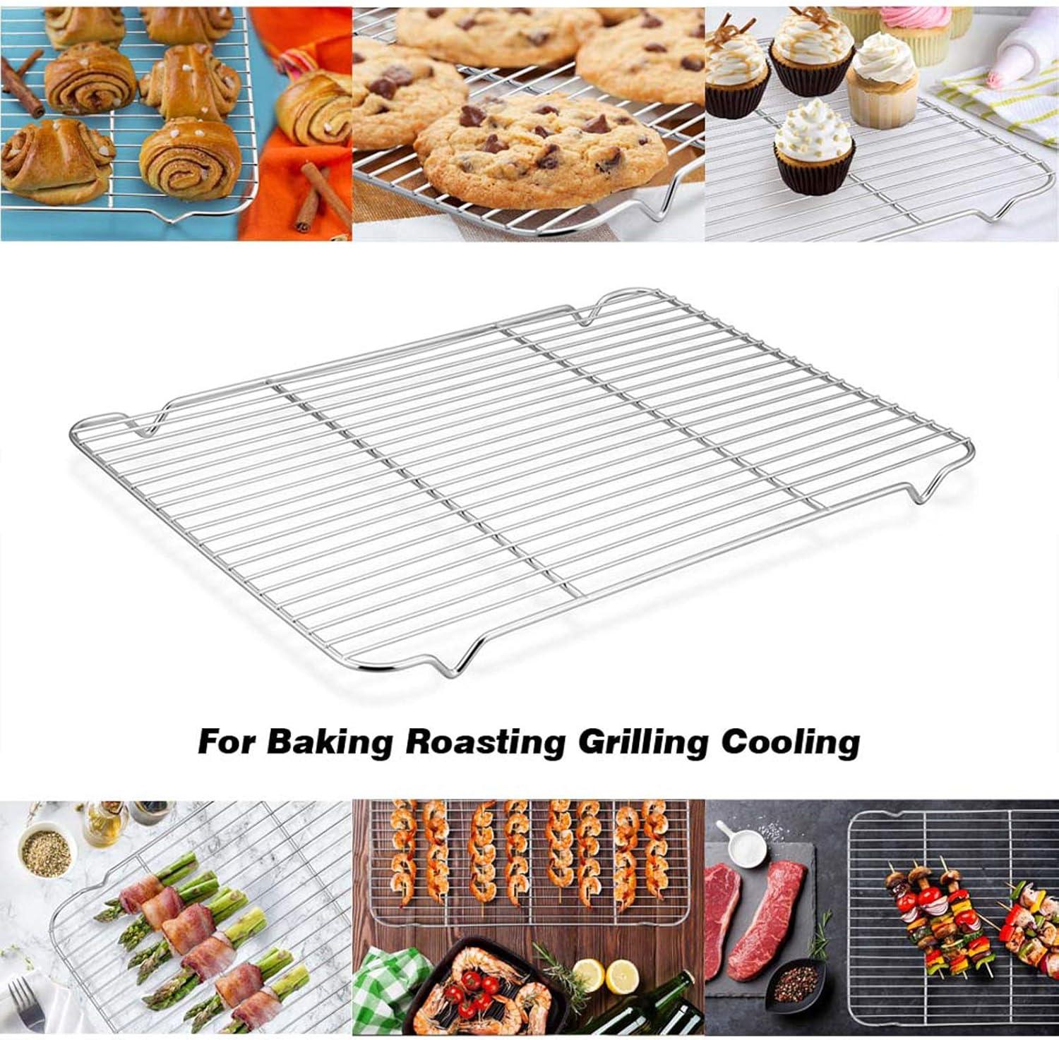 imageBaking Cooling Rack Set of 2 Efar 165x115 Stainless Steel Metal Roasting Cooking Racks Fits in Half Sheet Cookie Pans Non Toxic amp Rust Free Oven Proof amp Dishwasher SafeLadder166 x 116