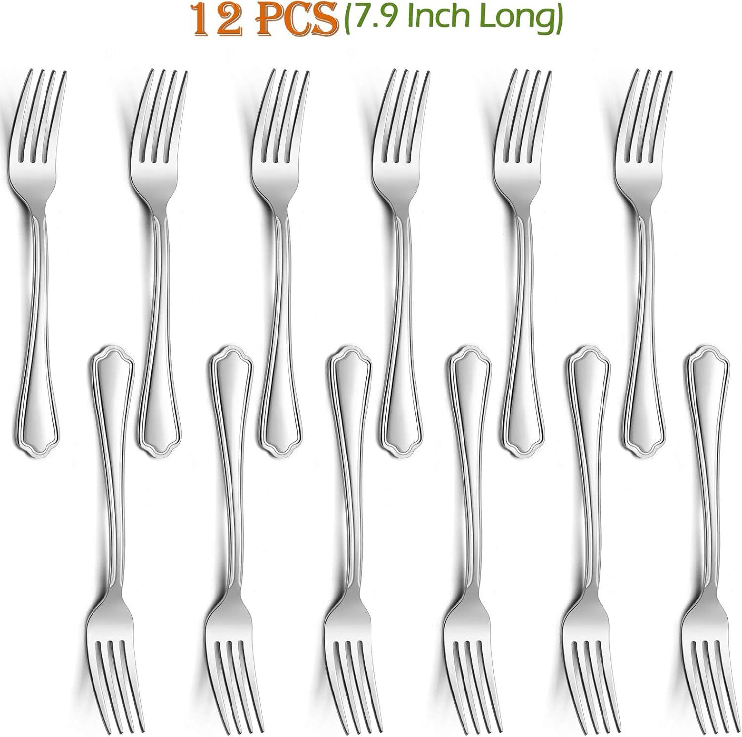 imageDinner Forks Set of 12 Efar 79 Inch Stainless Steel Forks for Home Kitchen or Restaurant Nontoxic amp Mirror Polished Scalloped Edge amp Dishwasher Safe79 Inches
