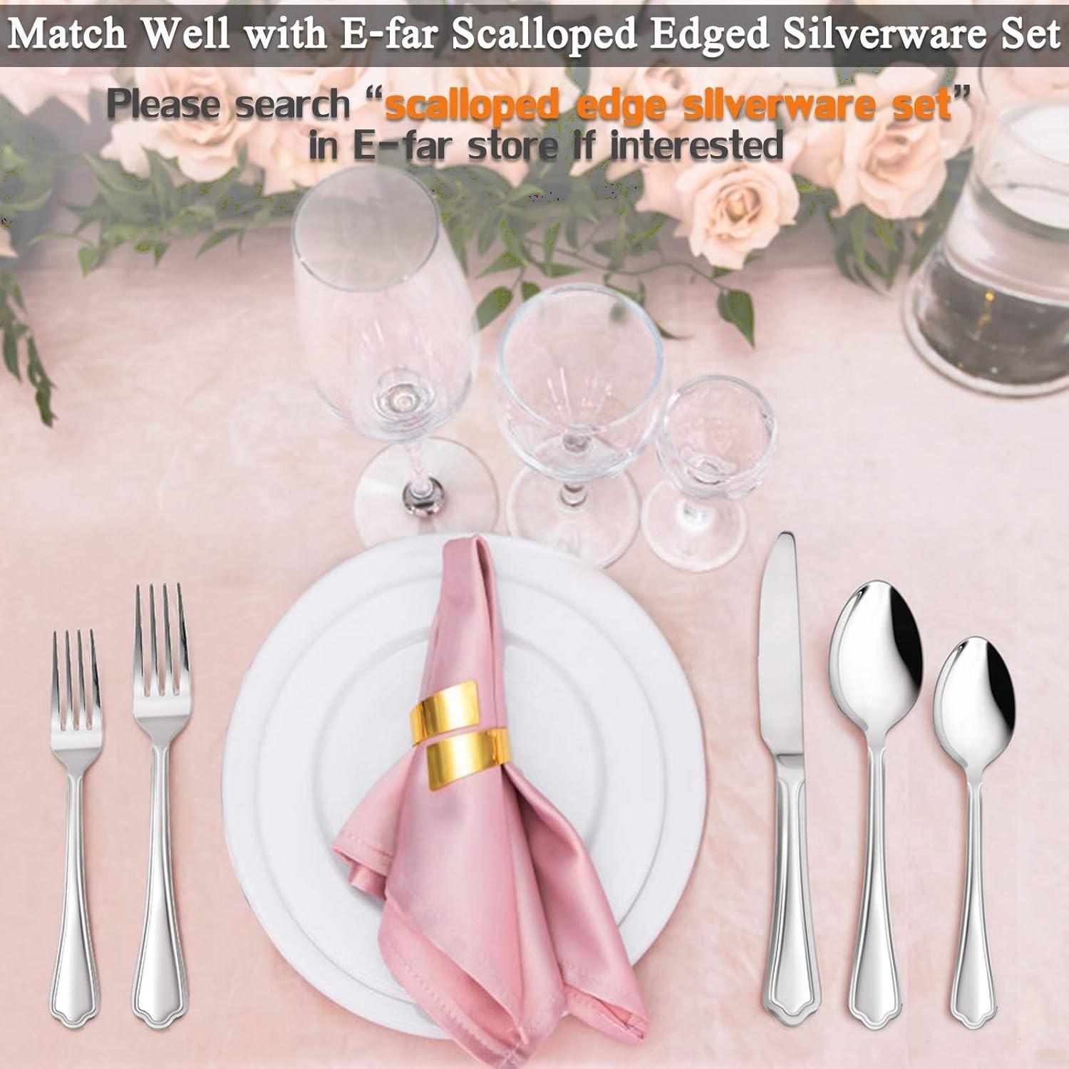 imageDinner Forks Set of 12 Efar 79 Inch Stainless Steel Forks for Home Kitchen or Restaurant Nontoxic amp Mirror Polished Scalloped Edge amp Dishwasher Safe67 Inches