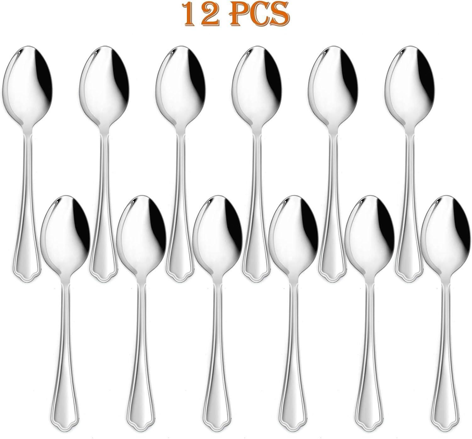 imageDinner Spoons Set of 12 Efar 79 Inch Stainless Steel Soup Spoons Tablespoons for Home Kitchen or Restaurant Nontoxic amp Mirror Polished Scalloped Edge amp Dishwasher Safe79 Inches