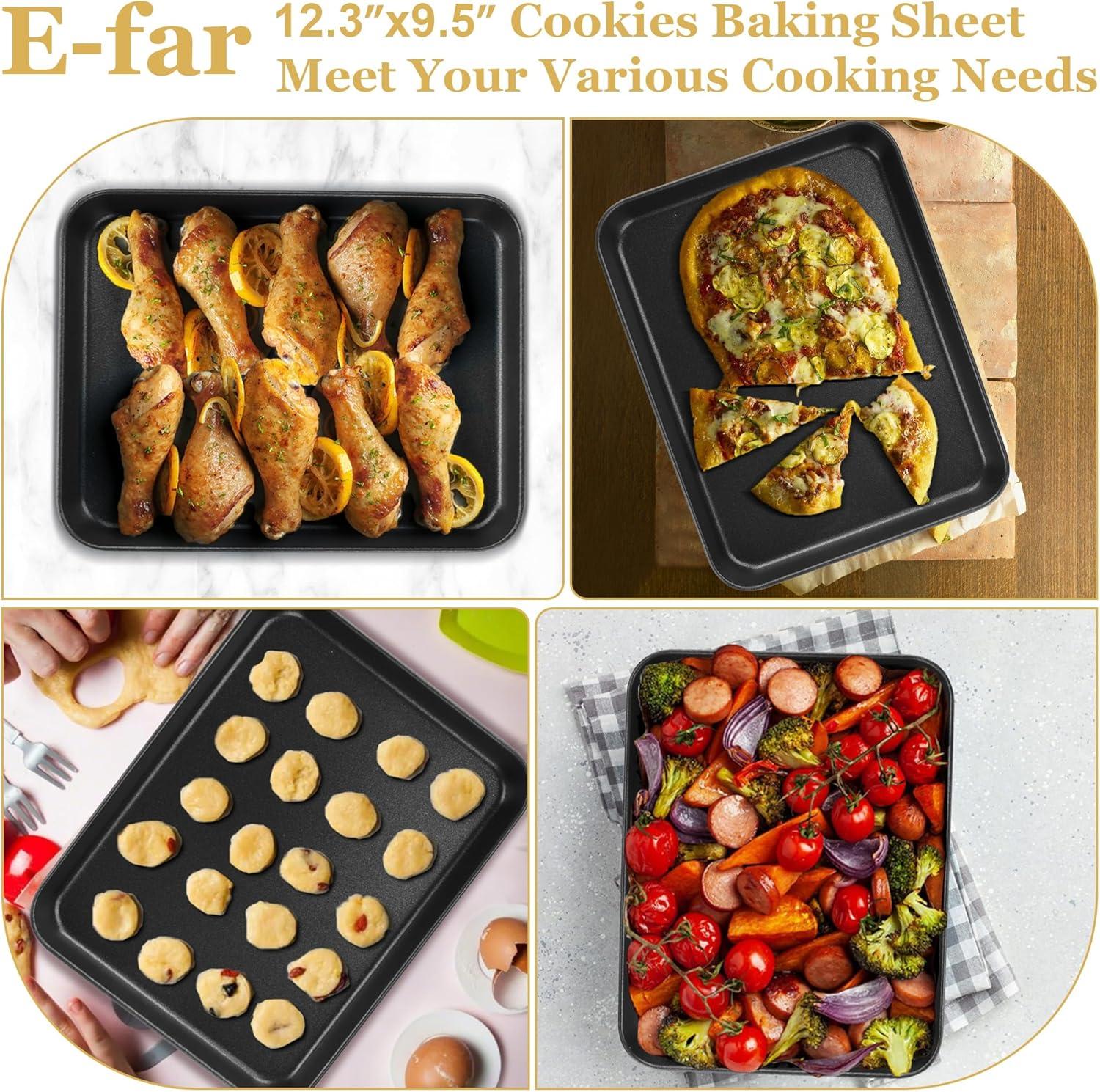 imageEfar 123x95x1 Inch Cookie Sheet for Baking Nonstick Metal Oven Tray Pan for Cookies Jellyroll Cake Nontoxic Rectangle Carbon Steel Baking Pan for Toaster Oven Warp Resistant amp Easy Clean1
