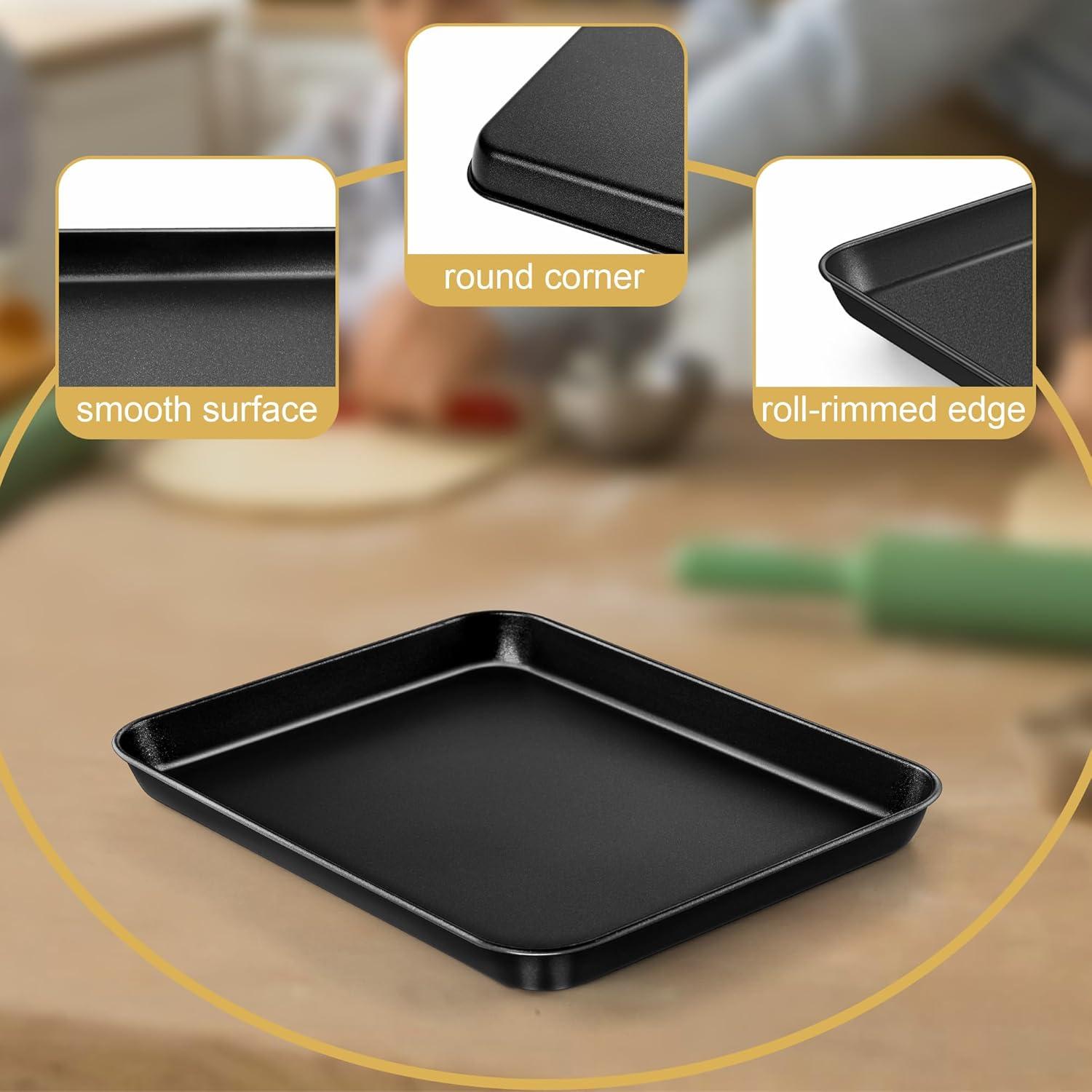 imageEfar 123x95x1 Inch Cookie Sheet for Baking Nonstick Metal Oven Tray Pan for Cookies Jellyroll Cake Nontoxic Rectangle Carbon Steel Baking Pan for Toaster Oven Warp Resistant amp Easy Clean1