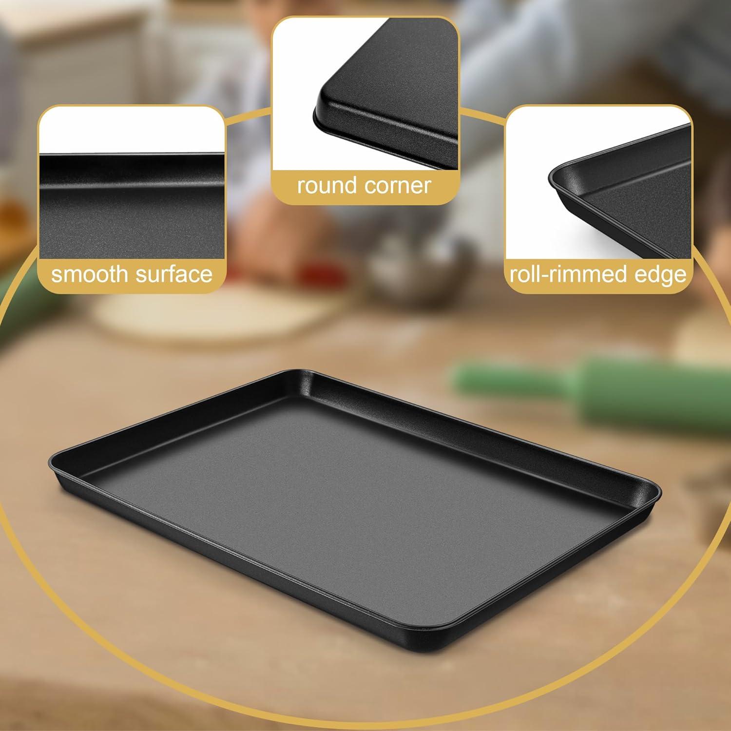 imageEfar 123x95x1 Inch Cookie Sheet for Baking Nonstick Metal Oven Tray Pan for Cookies Jellyroll Cake Nontoxic Rectangle Carbon Steel Baking Pan for Toaster Oven Warp Resistant amp Easy Clean1