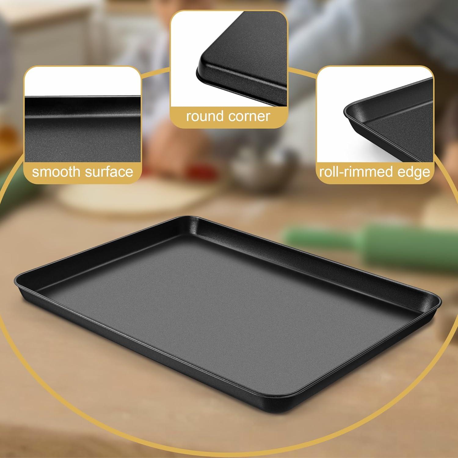 imageEfar 123x95x1 Inch Cookie Sheet for Baking Nonstick Metal Oven Tray Pan for Cookies Jellyroll Cake Nontoxic Rectangle Carbon Steel Baking Pan for Toaster Oven Warp Resistant amp Easy Clean1