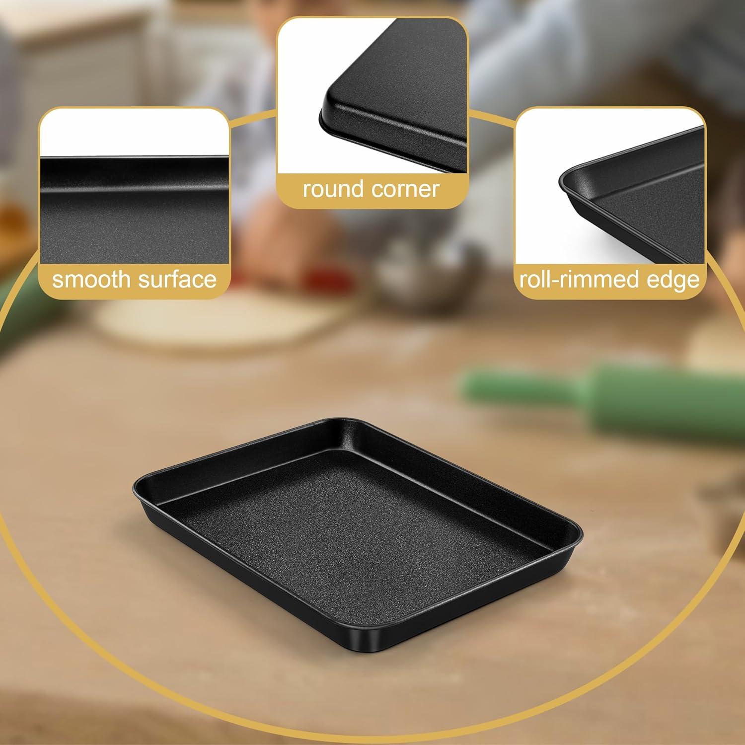 imageEfar 123x95x1 Inch Cookie Sheet for Baking Nonstick Metal Oven Tray Pan for Cookies Jellyroll Cake Nontoxic Rectangle Carbon Steel Baking Pan for Toaster Oven Warp Resistant amp Easy Clean1