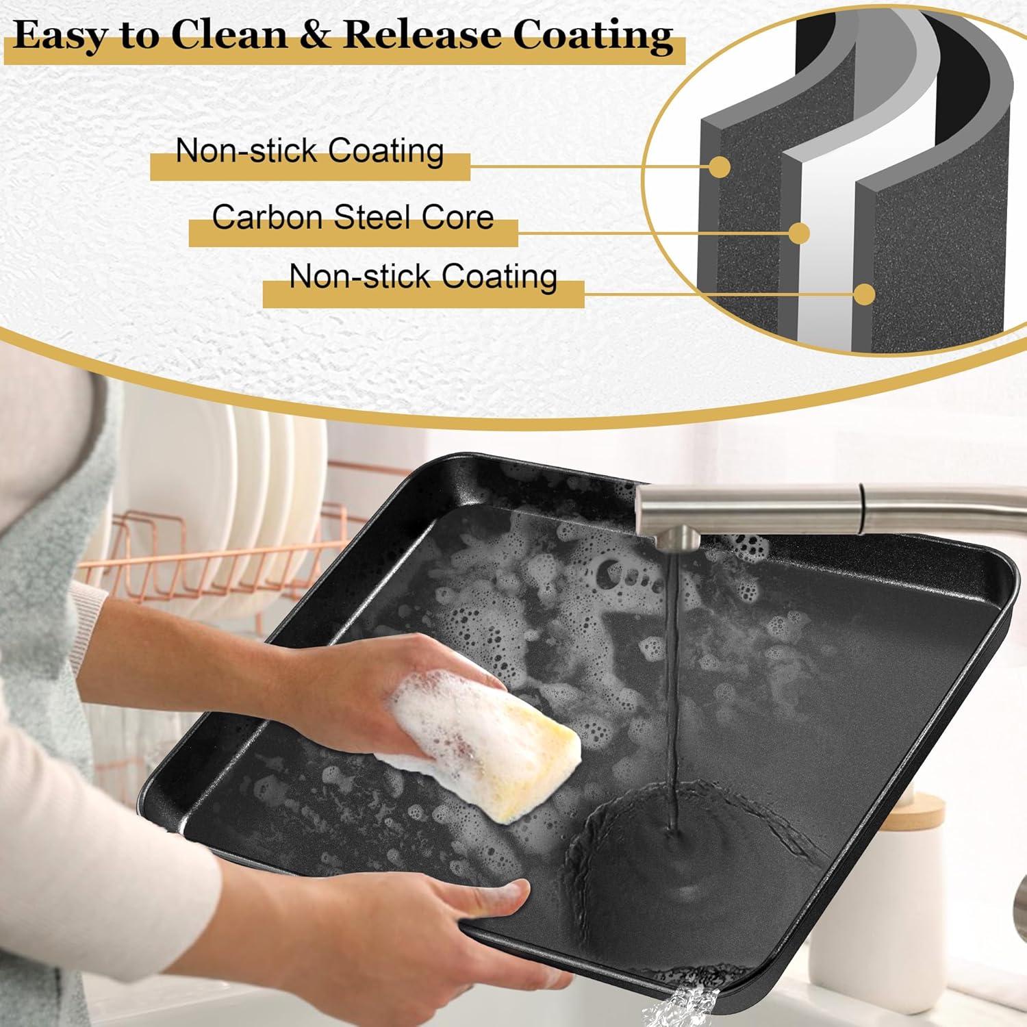 imageEfar 123x95x1 Inch Cookie Sheet for Baking Nonstick Metal Oven Tray Pan for Cookies Jellyroll Cake Nontoxic Rectangle Carbon Steel Baking Pan for Toaster Oven Warp Resistant amp Easy Clean1