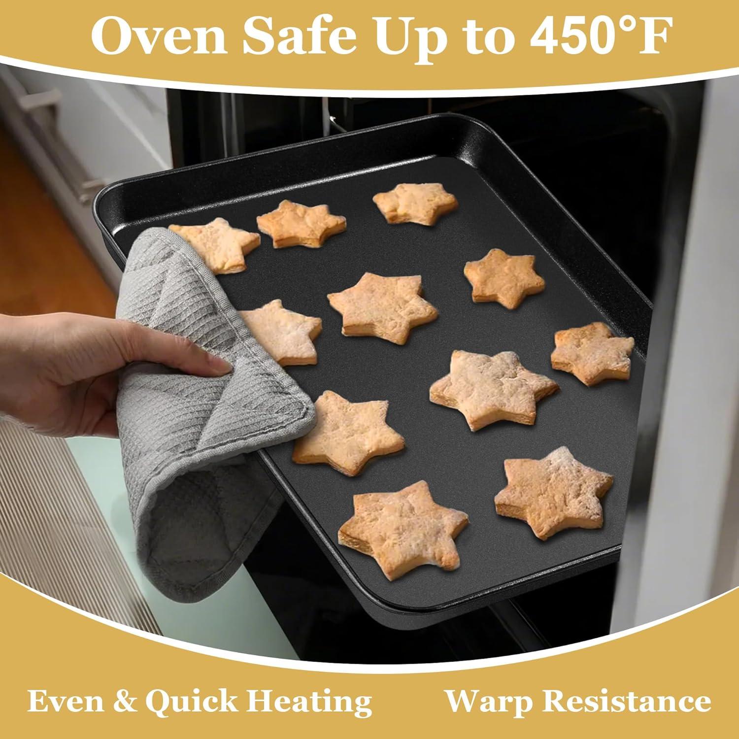 imageEfar 123x95x1 Inch Cookie Sheet for Baking Nonstick Metal Oven Tray Pan for Cookies Jellyroll Cake Nontoxic Rectangle Carbon Steel Baking Pan for Toaster Oven Warp Resistant amp Easy Clean1