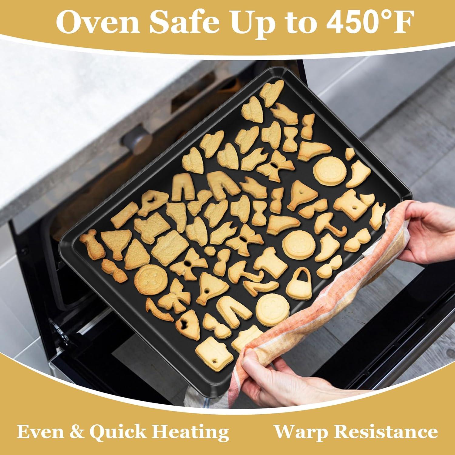 imageEfar 123x95x1 Inch Cookie Sheet for Baking Nonstick Metal Oven Tray Pan for Cookies Jellyroll Cake Nontoxic Rectangle Carbon Steel Baking Pan for Toaster Oven Warp Resistant amp Easy Clean1