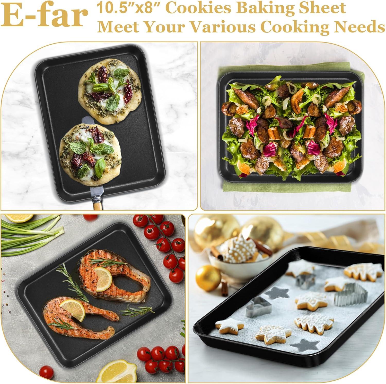 imageEfar 123x95x1 Inch Cookie Sheet for Baking Nonstick Metal Oven Tray Pan for Cookies Jellyroll Cake Nontoxic Rectangle Carbon Steel Baking Pan for Toaster Oven Warp Resistant amp Easy Clean1