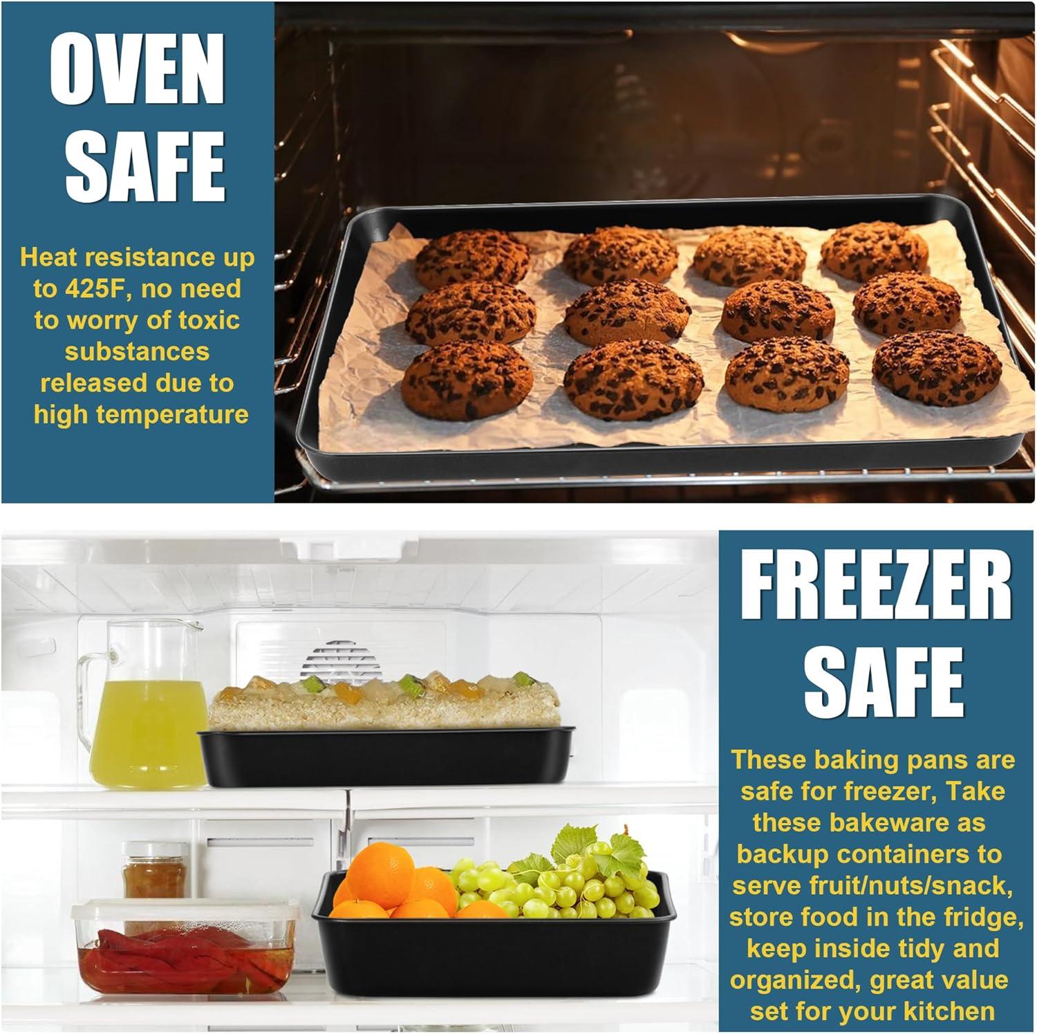 imageEfar 123x95x1 Inch Cookie Sheet for Baking Nonstick Metal Oven Tray Pan for Cookies Jellyroll Cake Nontoxic Rectangle Carbon Steel Baking Pan for Toaster Oven Warp Resistant amp Easy Clean6