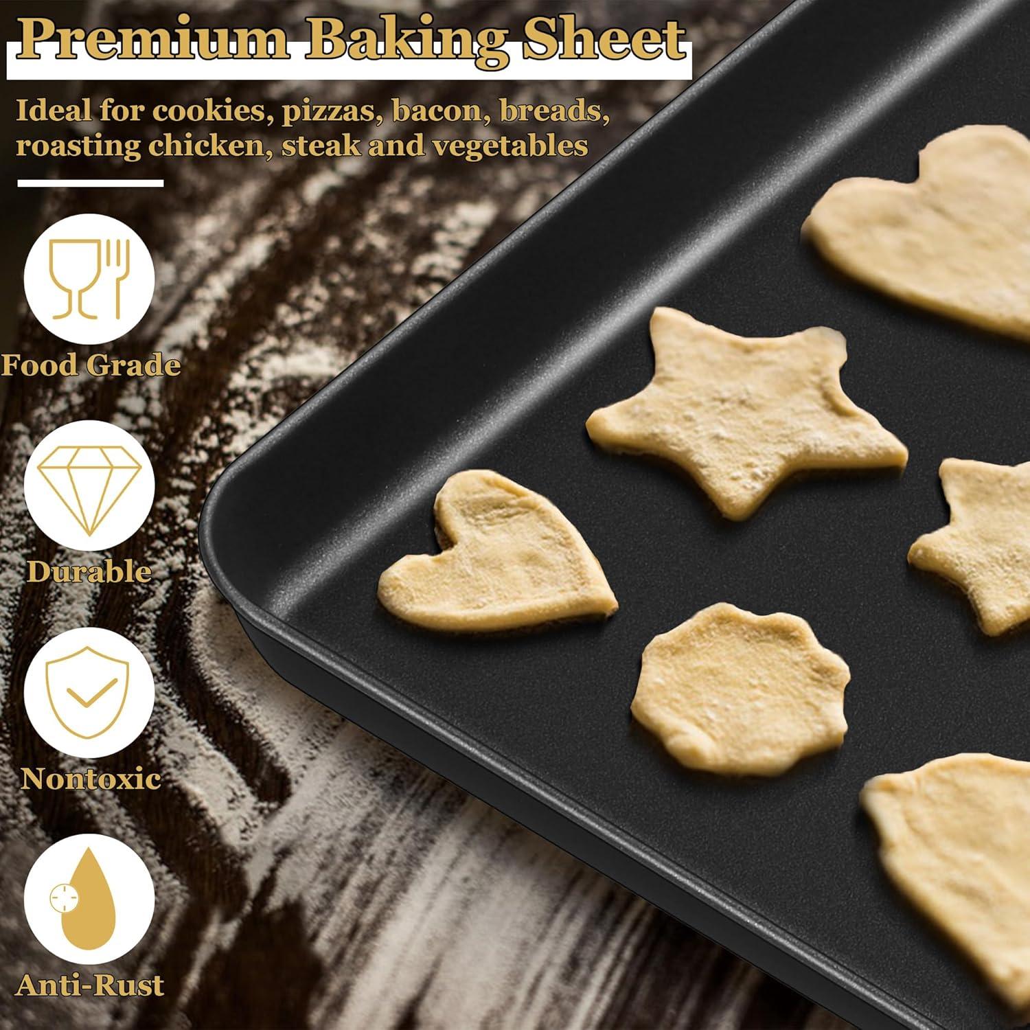 imageEfar 123x95x1 Inch Cookie Sheet for Baking Nonstick Metal Oven Tray Pan for Cookies Jellyroll Cake Nontoxic Rectangle Carbon Steel Baking Pan for Toaster Oven Warp Resistant amp Easy Clean1