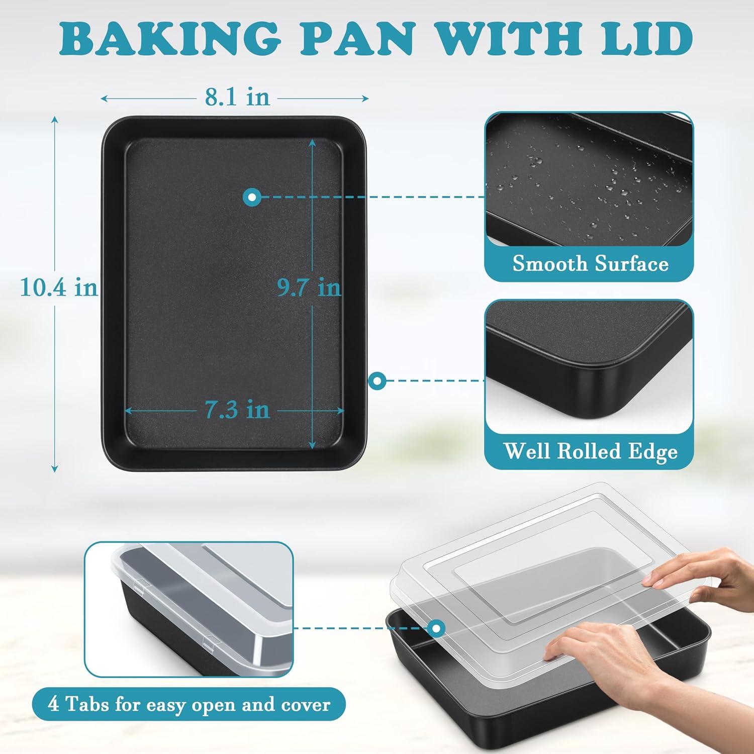 imageEfar 125 x 97 Inch Baking Pan Nonstick Stainless Steel Rectangle Cake Pan for Baking Brownies Casseroles Lasagna Stainless Steel Core amp Nonstick Coating Nontoxic amp Oven Safe2