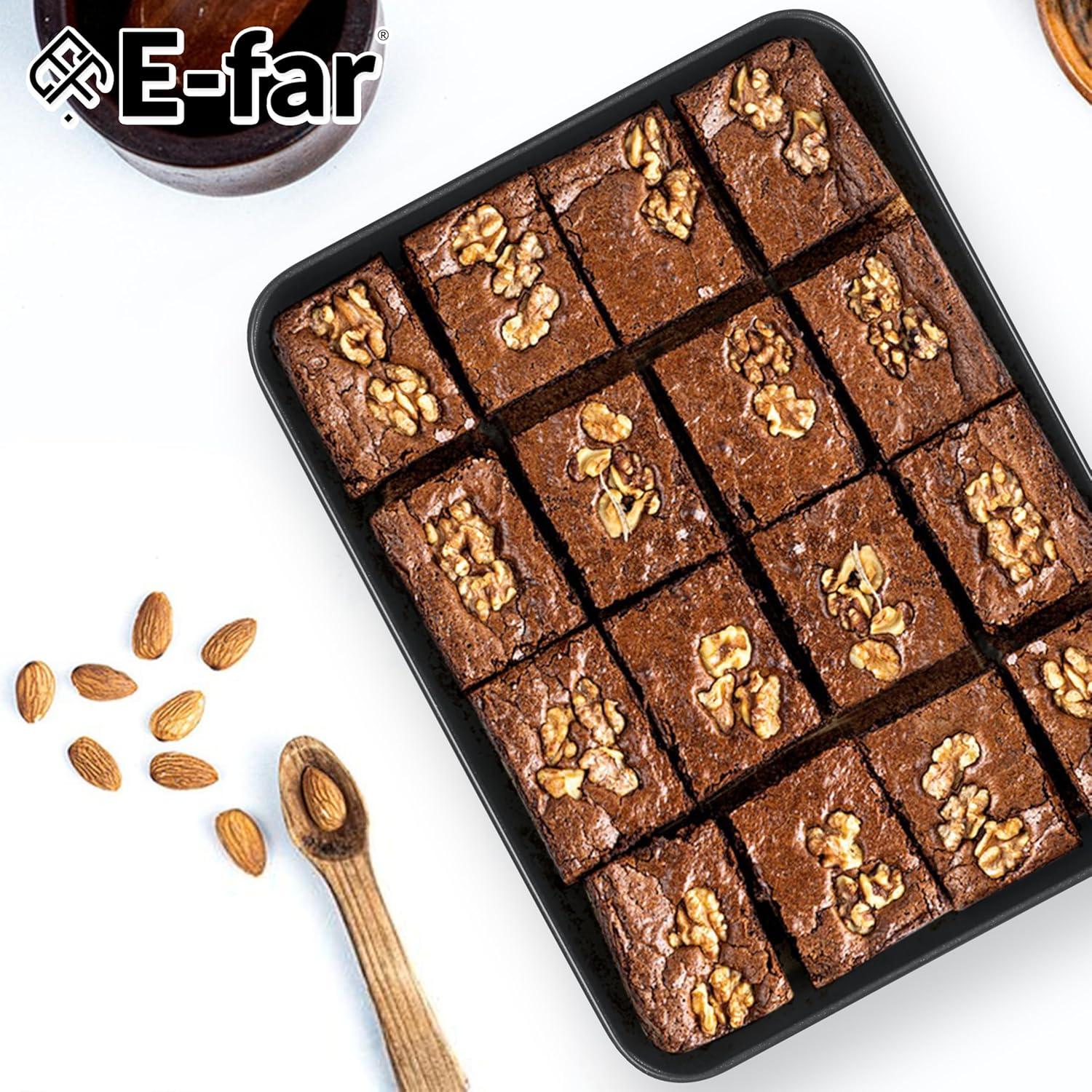 imageEfar 125 x 97 Inch Baking Pan Nonstick Stainless Steel Rectangle Cake Pan for Baking Brownies Casseroles Lasagna Stainless Steel Core amp Nonstick Coating Nontoxic amp Oven Safe1