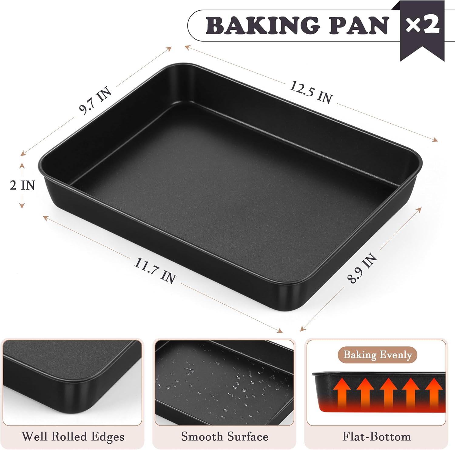 imageEfar 125 x 97 Inch Baking Pan Nonstick Stainless Steel Rectangle Cake Pan for Baking Brownies Casseroles Lasagna Stainless Steel Core amp Nonstick Coating Nontoxic amp Oven Safe2