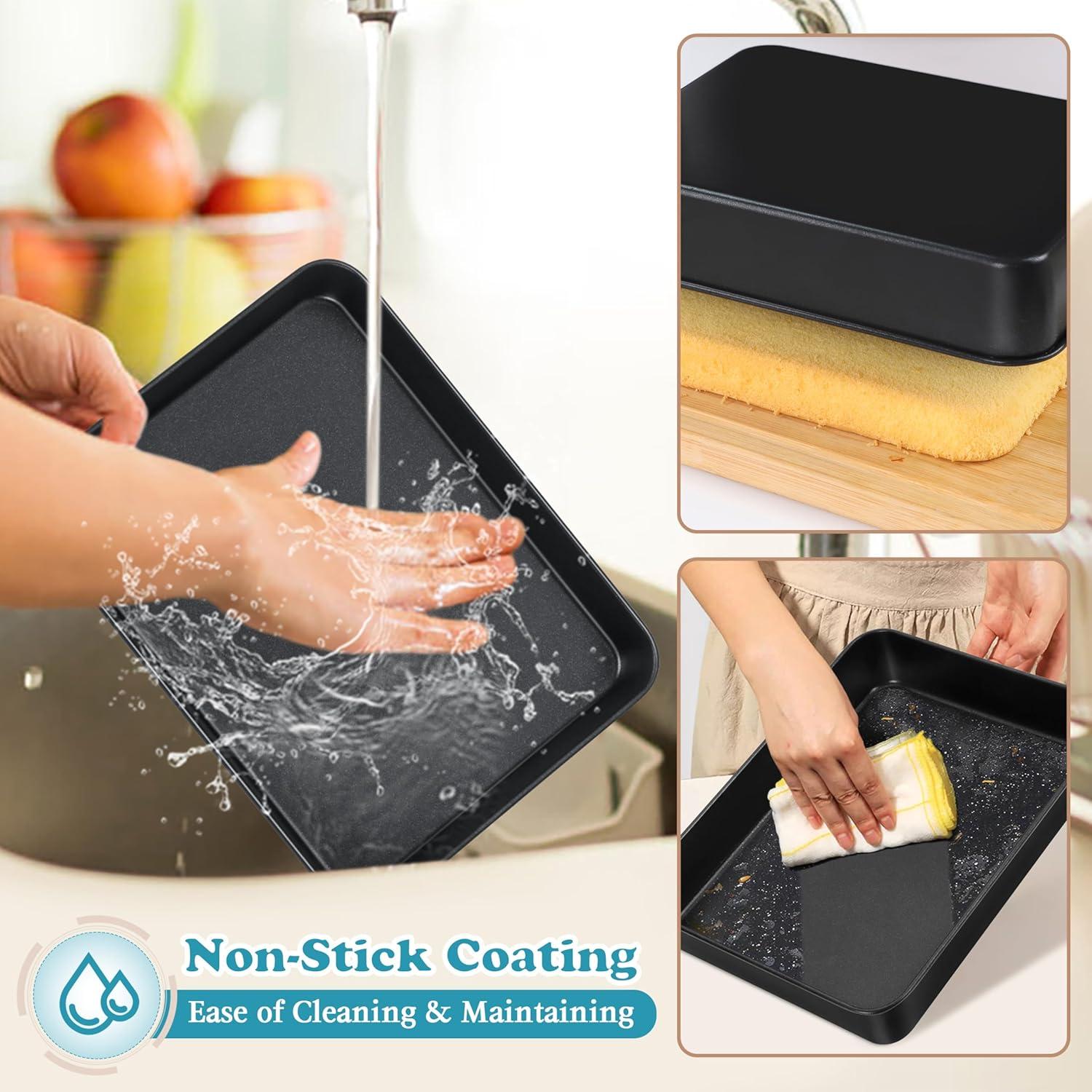 imageEfar 125 x 97 Inch Baking Pan Nonstick Stainless Steel Rectangle Cake Pan for Baking Brownies Casseroles Lasagna Stainless Steel Core amp Nonstick Coating Nontoxic amp Oven Safe2