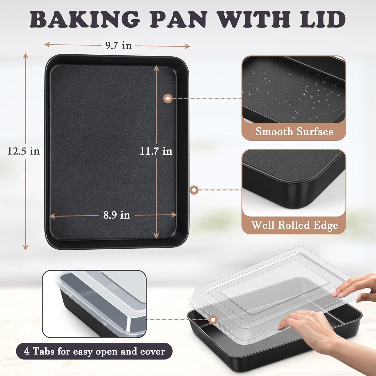 imageEfar 125 x 97 Inch Baking Pan Nonstick Stainless Steel Rectangle Cake Pan for Baking Brownies Casseroles Lasagna Stainless Steel Core amp Nonstick Coating Nontoxic amp Oven Safe2