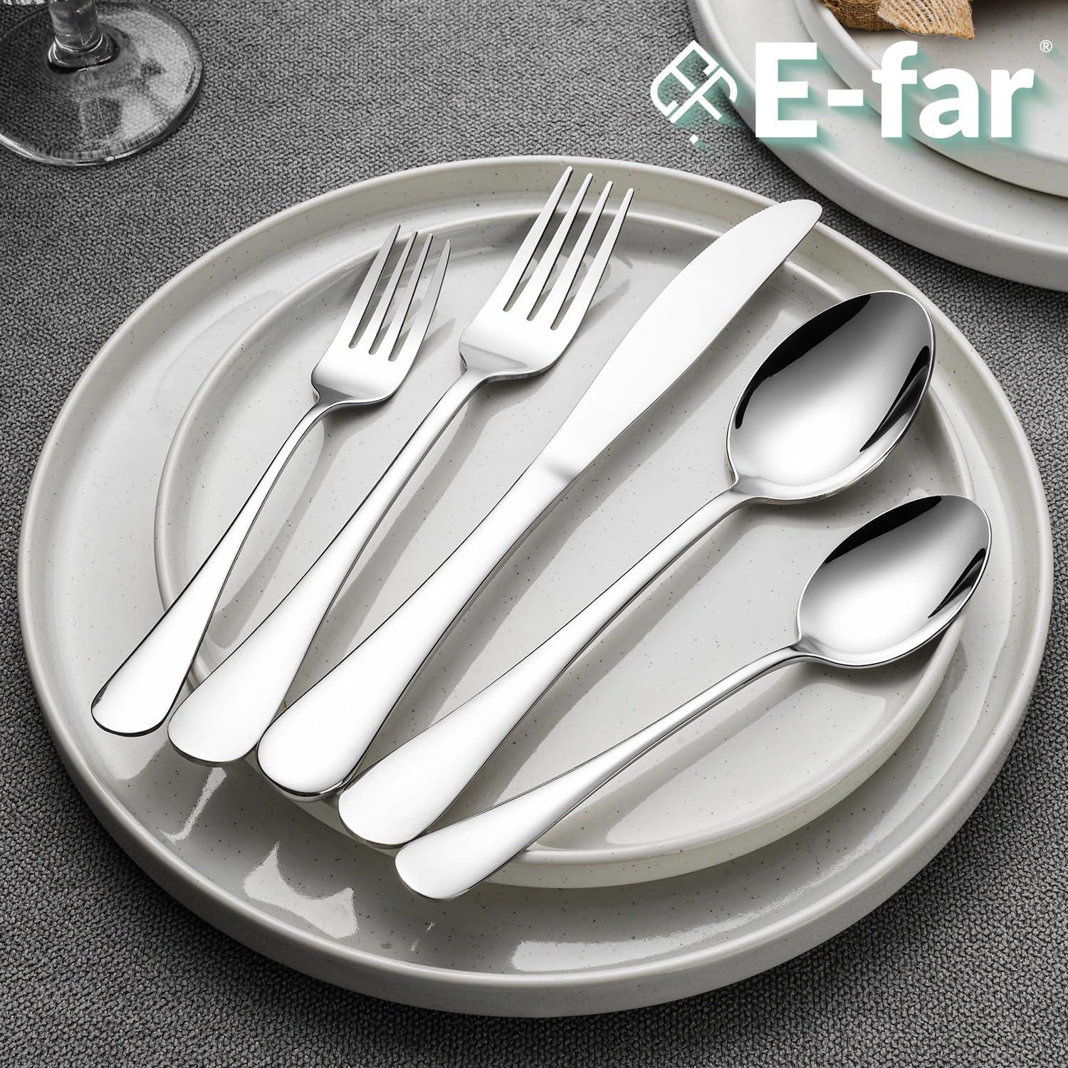 imageEfar 12Piece Salad Forks Stainless Steel 67 Inches Stainless Steel Fork Set for Home Kitchen Restaurant Mirror Finish Dishwasher SafeRound Handle