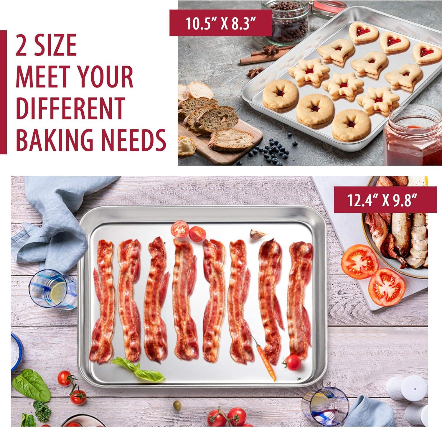 imageEfar 12Piece Stainless Steel Bakeware Sets Metal Baking Pan Set Include Round Cake Pans SquareRectangle Baking Pans with Lids Cookie Sheet LoafMuffinPizza Pan Nontoxic amp Dishwasher Safe