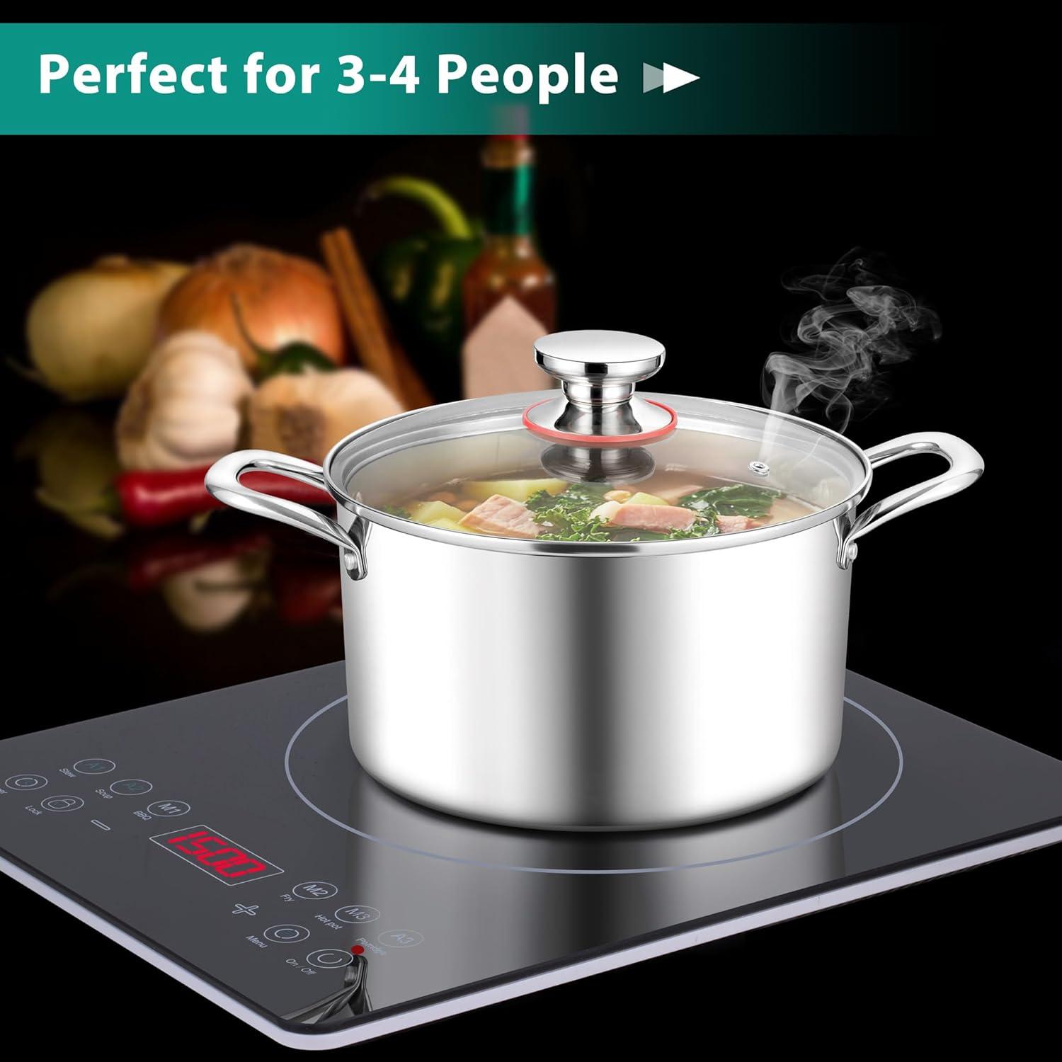 imageEfar 12Quart Stock Pot 1810 Stainless Steel Stockpot with Lid for Cooking Simmering Soup Stew Heavy Duty Cookware Works wInduction Nontoxic amp Corrosion Resistant Dishwasher Safe4 Quarts