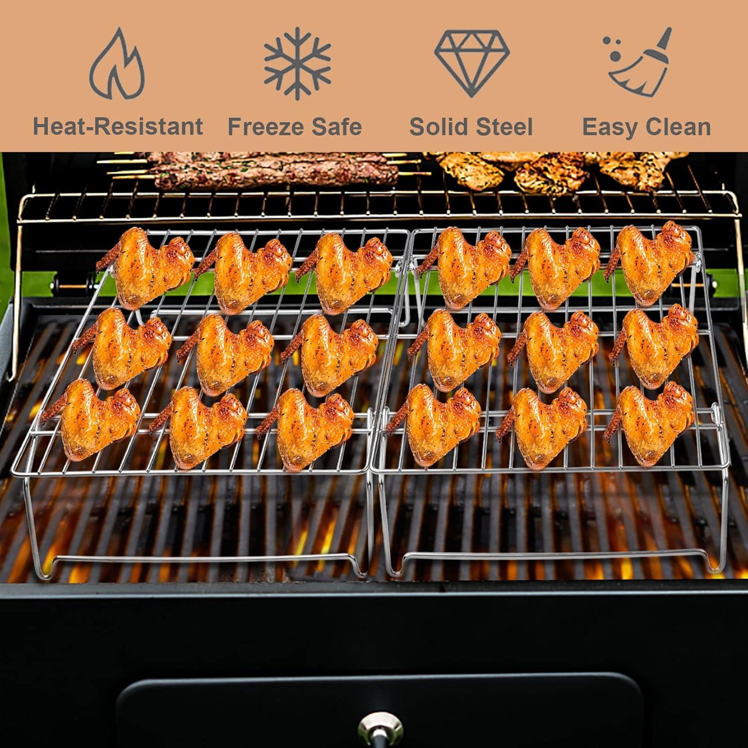 imageEfar 4Tier Cooling Rack 15x101 Stainless Steel Stackable Wire Cooling Rack for Baking Cooking Cookies Folding Leg amp Nontoxic Oven Safe amp Dishwasher Safe5