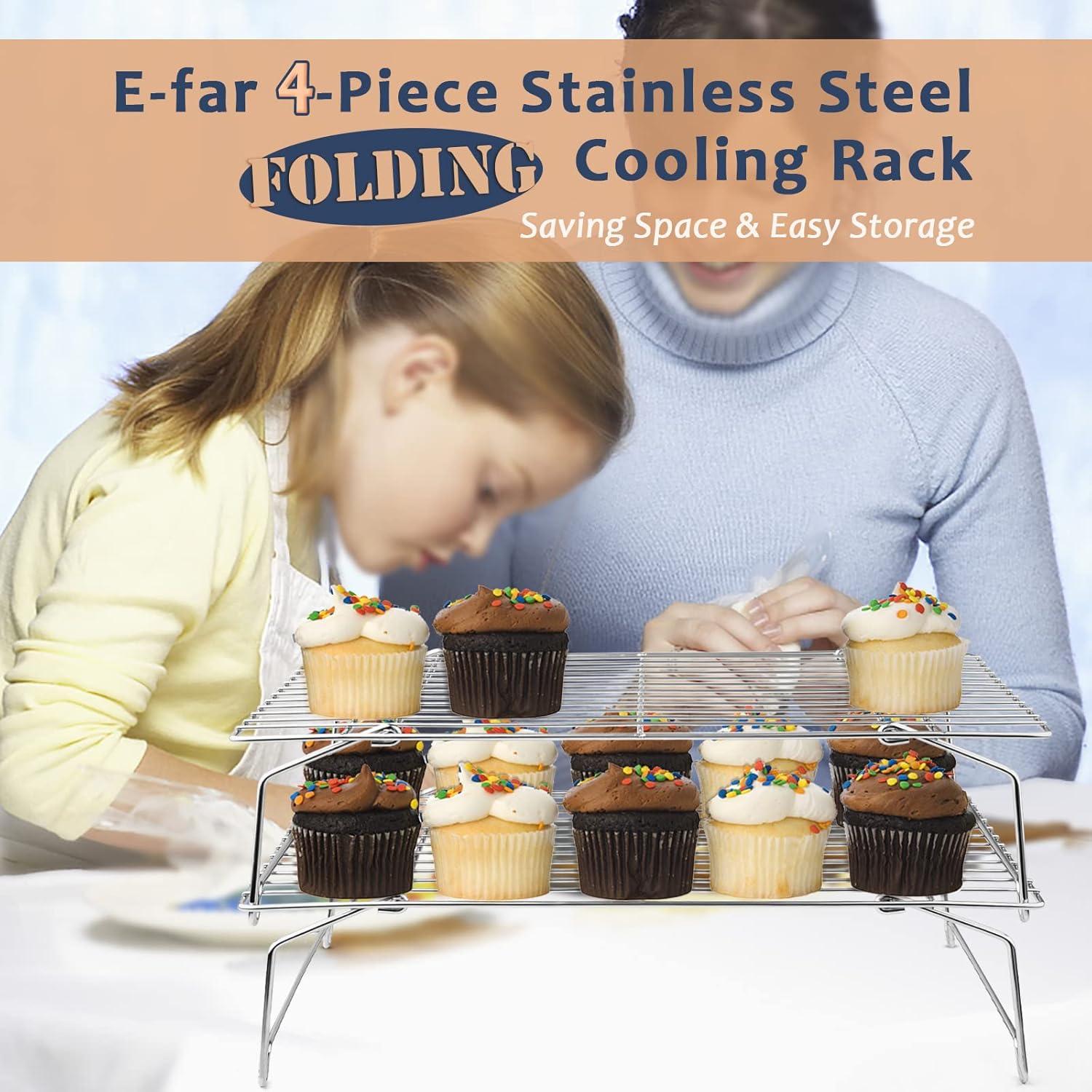 imageEfar 4Tier Cooling Rack 15x101 Stainless Steel Stackable Wire Cooling Rack for Baking Cooking Cookies Folding Leg amp Nontoxic Oven Safe amp Dishwasher Safe1