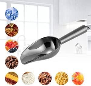 imageEfar 6 Ounce Ice Scoop Set of 2 Small Stainless Steel Scoops for Ice CubeCandyFlourSugar Metal Utility Scoops for Canisters Baking Kitchen Pantry Rust Free amp Dishwasher SafeBlack