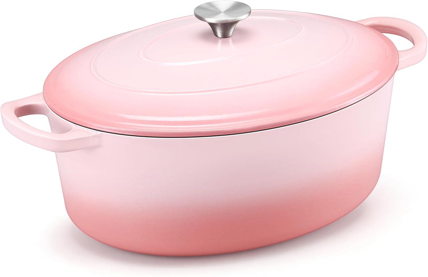 imageEfar 6 Quart Enameled Cast Iron Dutch Oven with Lid Round Dutch Oven Pot Nonstick Cookware for Braising Stews Roasting Bread Baking Cooking Heavy Duty Induction amp Oven Safe BluePink