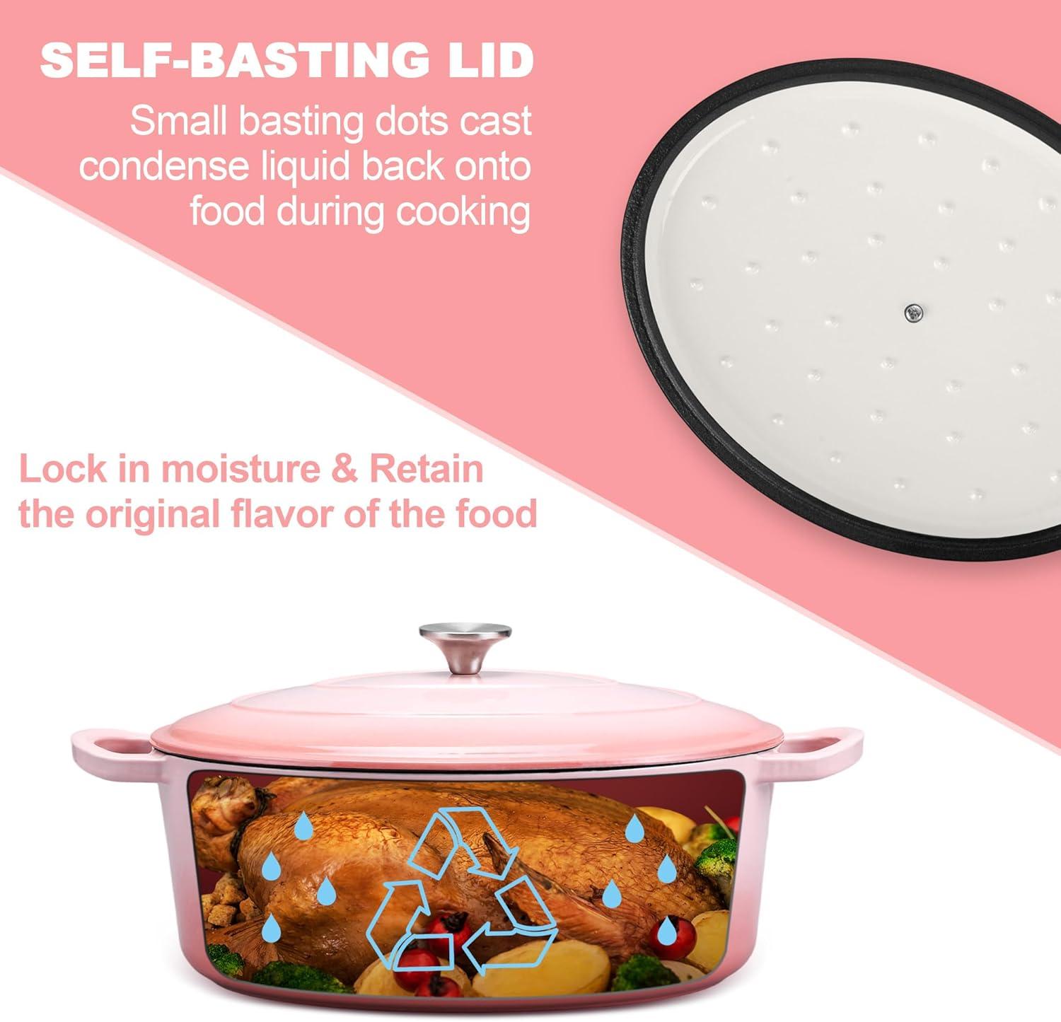 imageEfar 6 Quart Enameled Cast Iron Dutch Oven with Lid Round Dutch Oven Pot Nonstick Cookware for Braising Stews Roasting Bread Baking Cooking Heavy Duty Induction amp Oven Safe BluePink