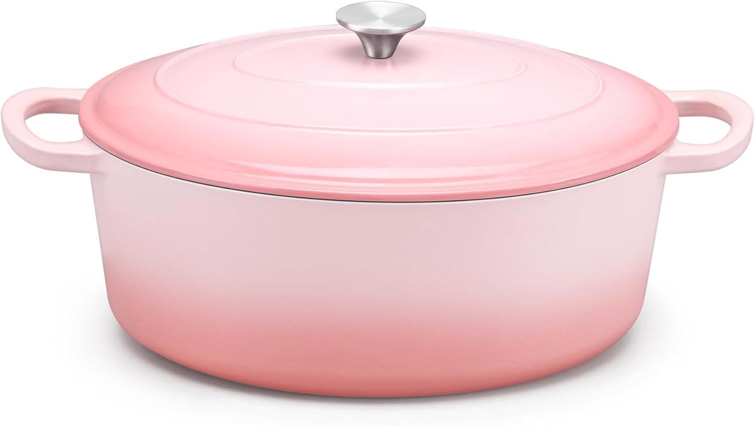 imageEfar 6 Quart Enameled Cast Iron Dutch Oven with Lid Round Dutch Oven Pot Nonstick Cookware for Braising Stews Roasting Bread Baking Cooking Heavy Duty Induction amp Oven Safe BluePink