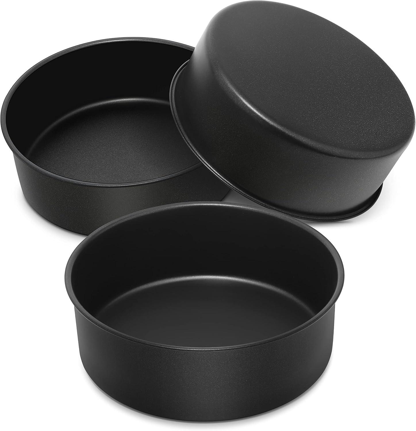imageEfar 6 x 3 Inch Cake Pan Set of 3 Deep Stainless Steel Small Round Cake Pans Tin for Baking Birthday Wedding Layer Cakes Stainless Steel Core amp Nontoxic Nonstick Coating Deep amp Straight Side3