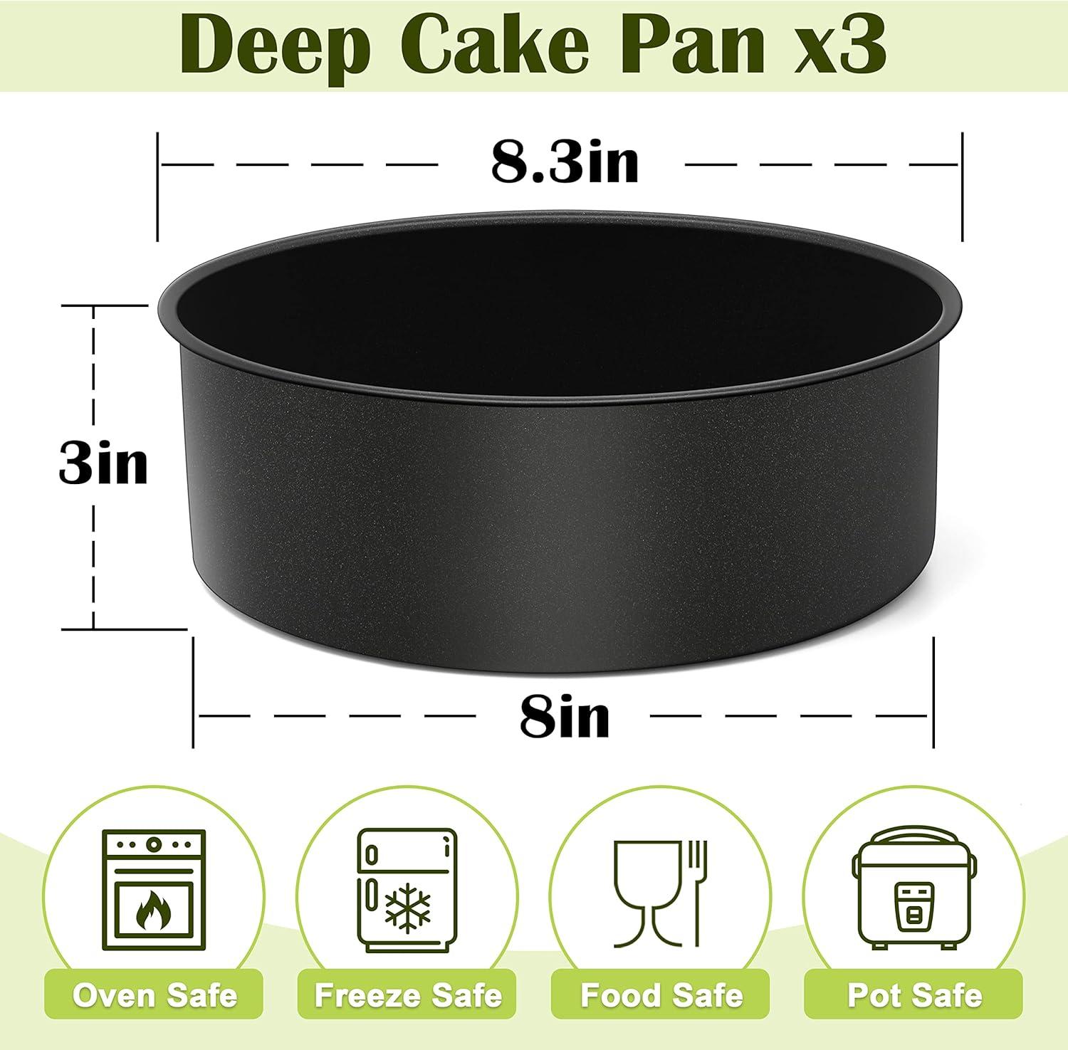 imageEfar 6 x 3 Inch Cake Pan Set of 3 Deep Stainless Steel Small Round Cake Pans Tin for Baking Birthday Wedding Layer Cakes Stainless Steel Core amp Nontoxic Nonstick Coating Deep amp Straight Side3
