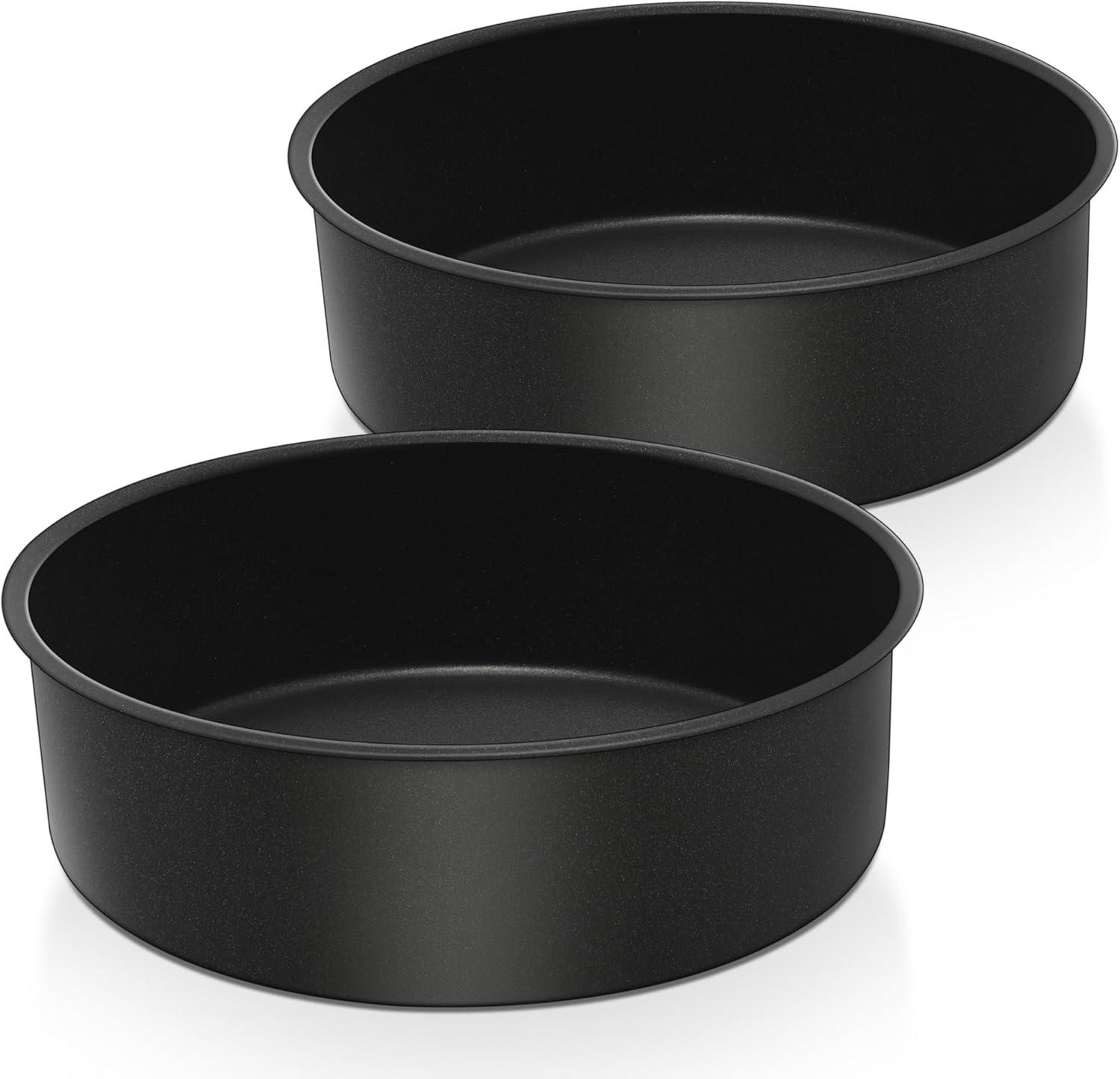 imageEfar 6 x 3 Inch Cake Pan Set of 3 Deep Stainless Steel Small Round Cake Pans Tin for Baking Birthday Wedding Layer Cakes Stainless Steel Core amp Nontoxic Nonstick Coating Deep amp Straight Side2