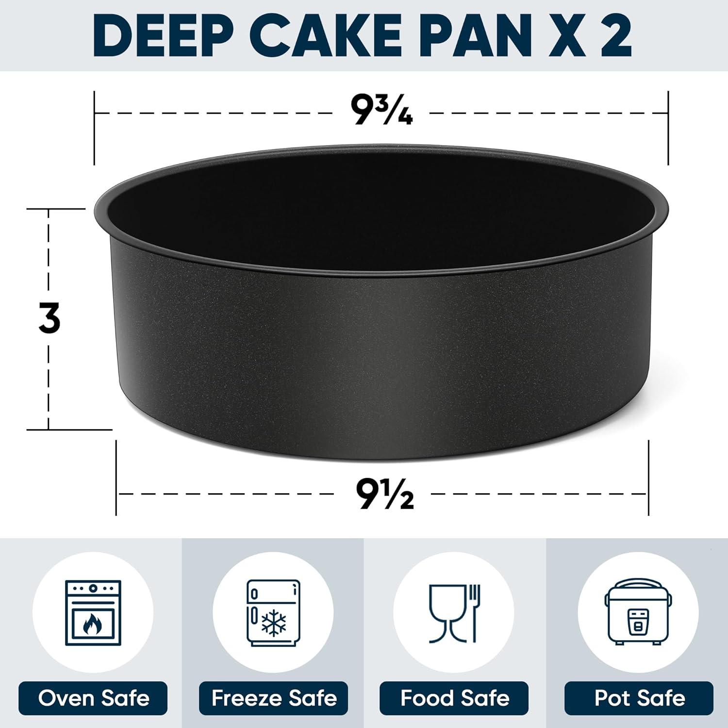 imageEfar 6 x 3 Inch Cake Pan Set of 3 Deep Stainless Steel Small Round Cake Pans Tin for Baking Birthday Wedding Layer Cakes Stainless Steel Core amp Nontoxic Nonstick Coating Deep amp Straight Side2
