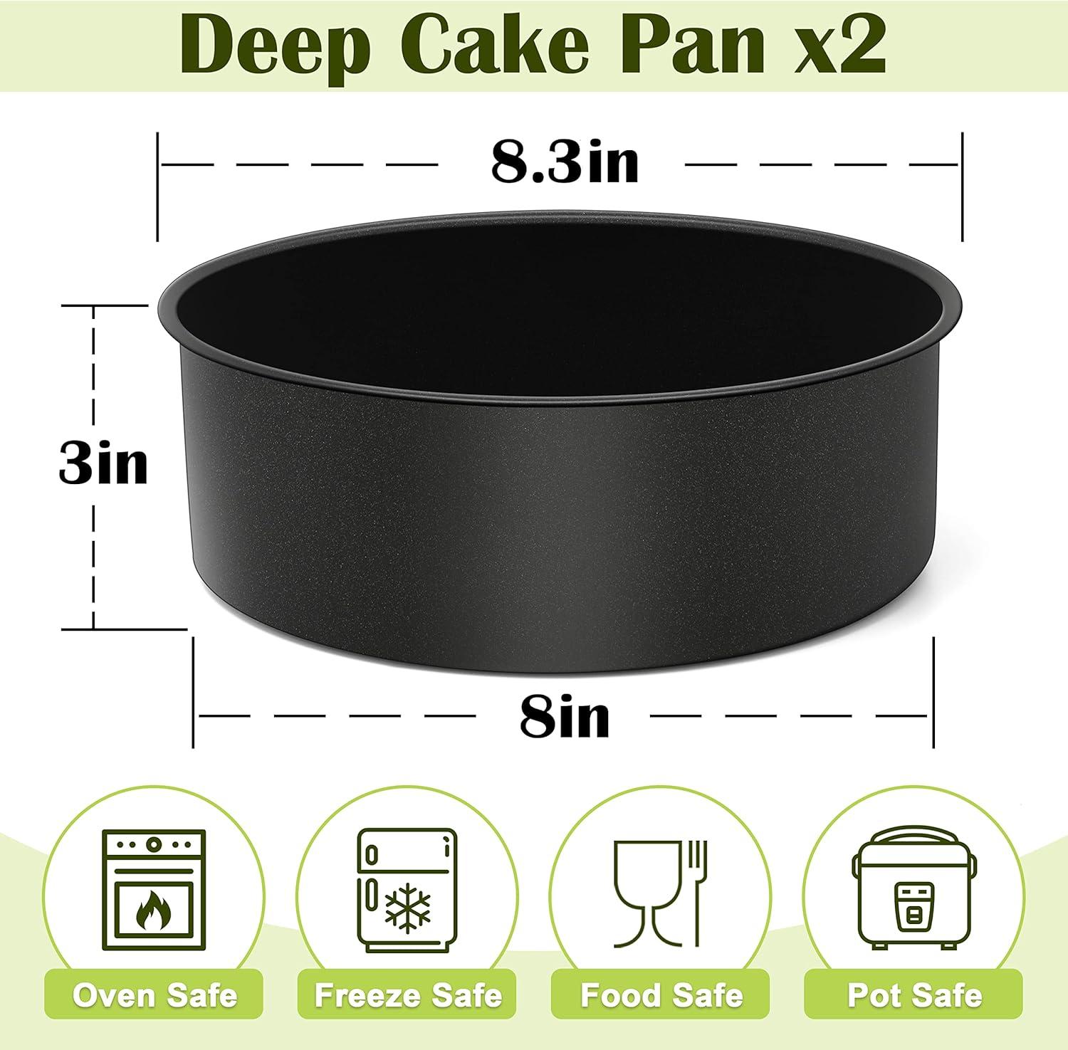 imageEfar 6 x 3 Inch Cake Pan Set of 3 Deep Stainless Steel Small Round Cake Pans Tin for Baking Birthday Wedding Layer Cakes Stainless Steel Core amp Nontoxic Nonstick Coating Deep amp Straight Side2