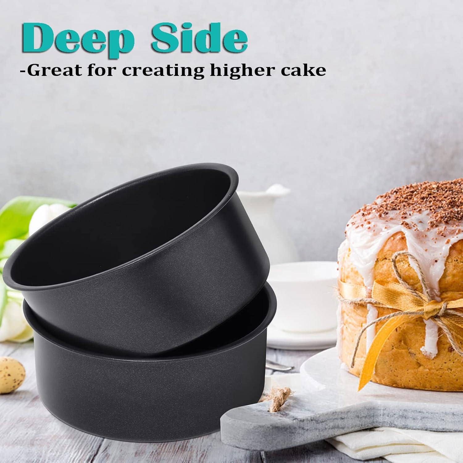 imageEfar 6 x 3 Inch Cake Pan Set of 3 Deep Stainless Steel Small Round Cake Pans Tin for Baking Birthday Wedding Layer Cakes Stainless Steel Core amp Nontoxic Nonstick Coating Deep amp Straight Side3