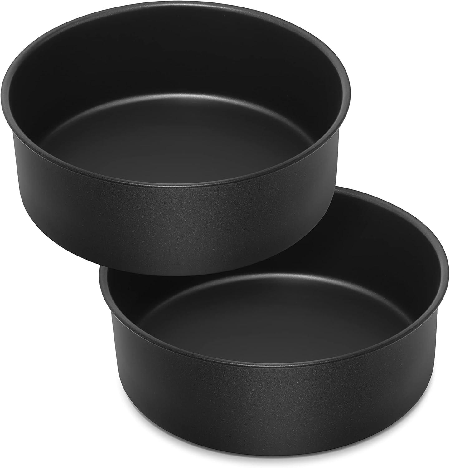 imageEfar 6 x 3 Inch Cake Pan Set of 3 Deep Stainless Steel Small Round Cake Pans Tin for Baking Birthday Wedding Layer Cakes Stainless Steel Core amp Nontoxic Nonstick Coating Deep amp Straight Side2