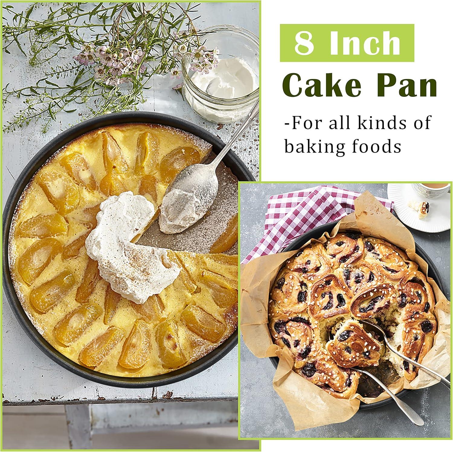 imageEfar 6 x 3 Inch Cake Pan Set of 3 Deep Stainless Steel Small Round Cake Pans Tin for Baking Birthday Wedding Layer Cakes Stainless Steel Core amp Nontoxic Nonstick Coating Deep amp Straight Side2