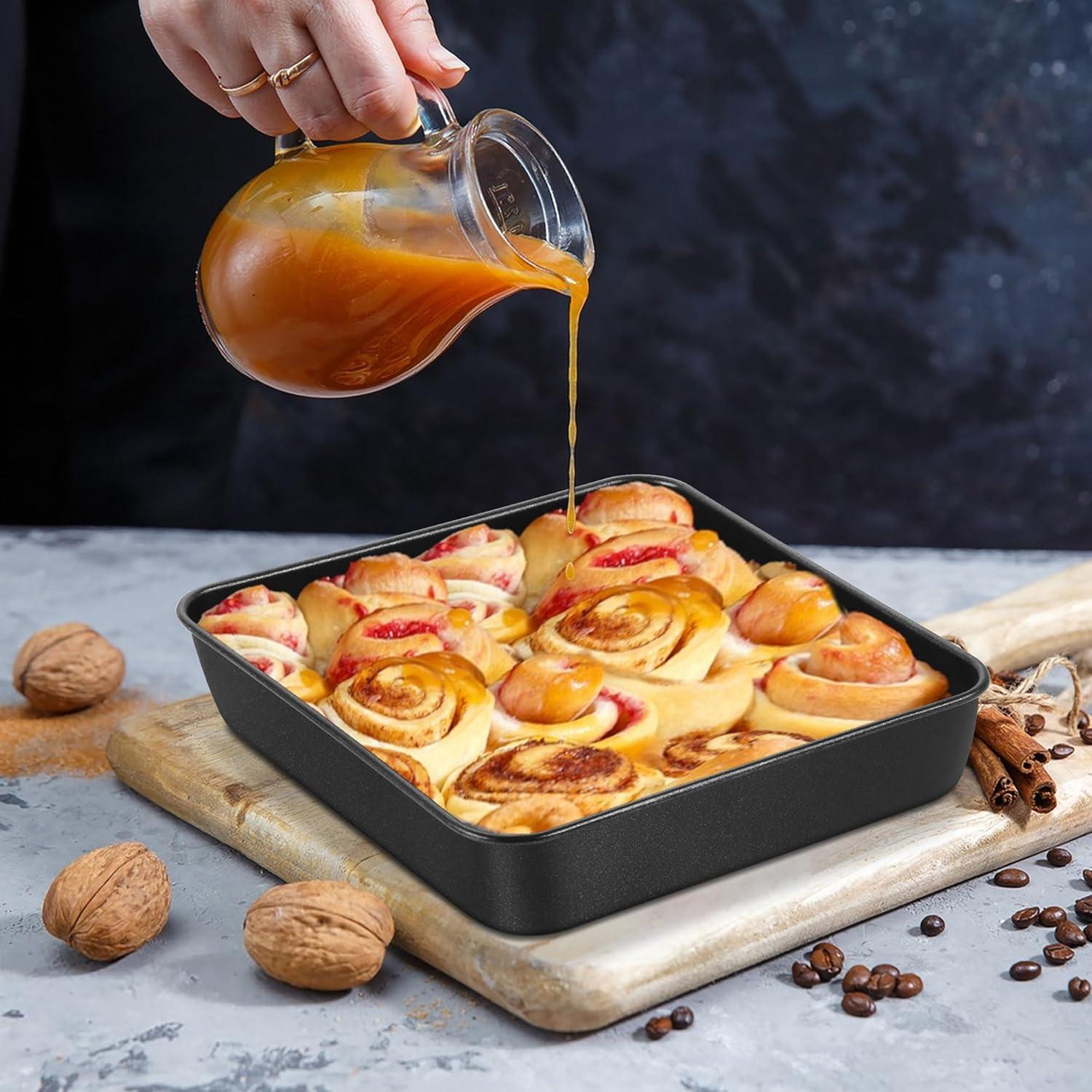 imageEfar 9x9 Baking Pan Nonstick Square Cake Pan with Stainless Steel Core Black Metal Bakeware for Brownies Lasagna Cakes Nontoxic amp Easy Clean 2 Inch Deep1
