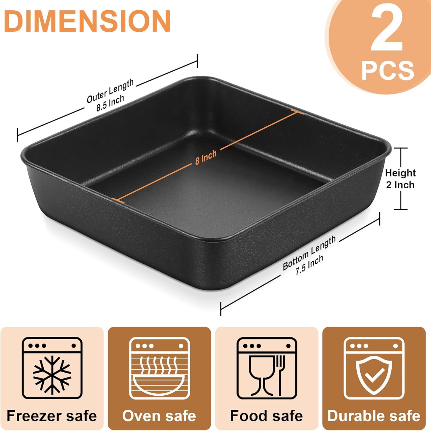 imageEfar 9x9 Baking Pan Nonstick Square Cake Pan with Stainless Steel Core Black Metal Bakeware for Brownies Lasagna Cakes Nontoxic amp Easy Clean 2 Inch Deep2