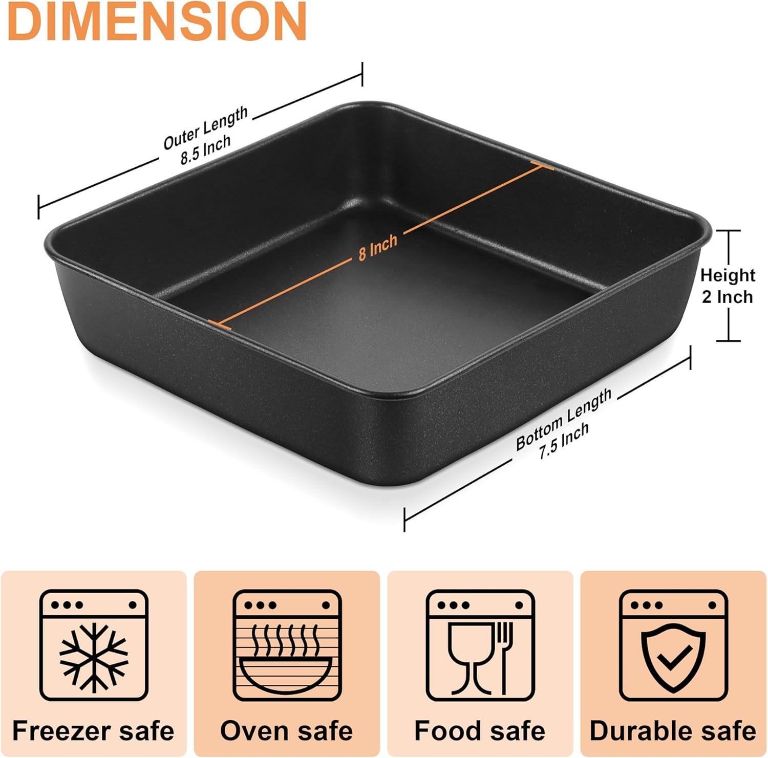 imageEfar 9x9 Baking Pan Nonstick Square Cake Pan with Stainless Steel Core Black Metal Bakeware for Brownies Lasagna Cakes Nontoxic amp Easy Clean 2 Inch Deep1