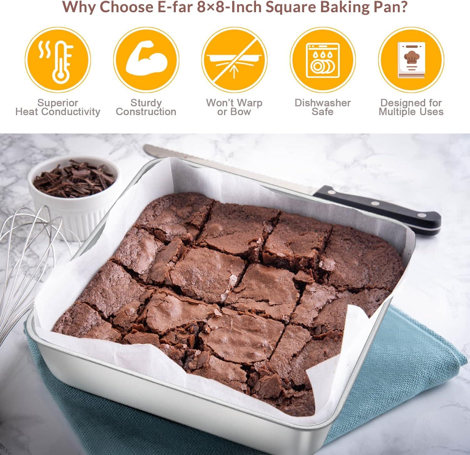 imageEfar Baking Pans Set of 3 Stainless Steel Sheet Cake Pan for Oven 12510594Inch Rectangle Bakeware Set for Cake Lasagna Brownie Casserole Cookie Nontoxic amp Healthy Dishwasher SafeFlat bottom