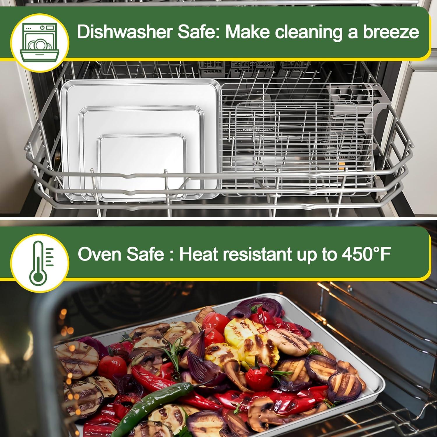 imageEfar Baking Sheet with Cooling Rack Set 3 Pans 3 Racks 1612593 Inch Stainless Steel Cookie Sheets Baking Pans and Wire Rack for Oven Non Toxic amp Easy Clean
