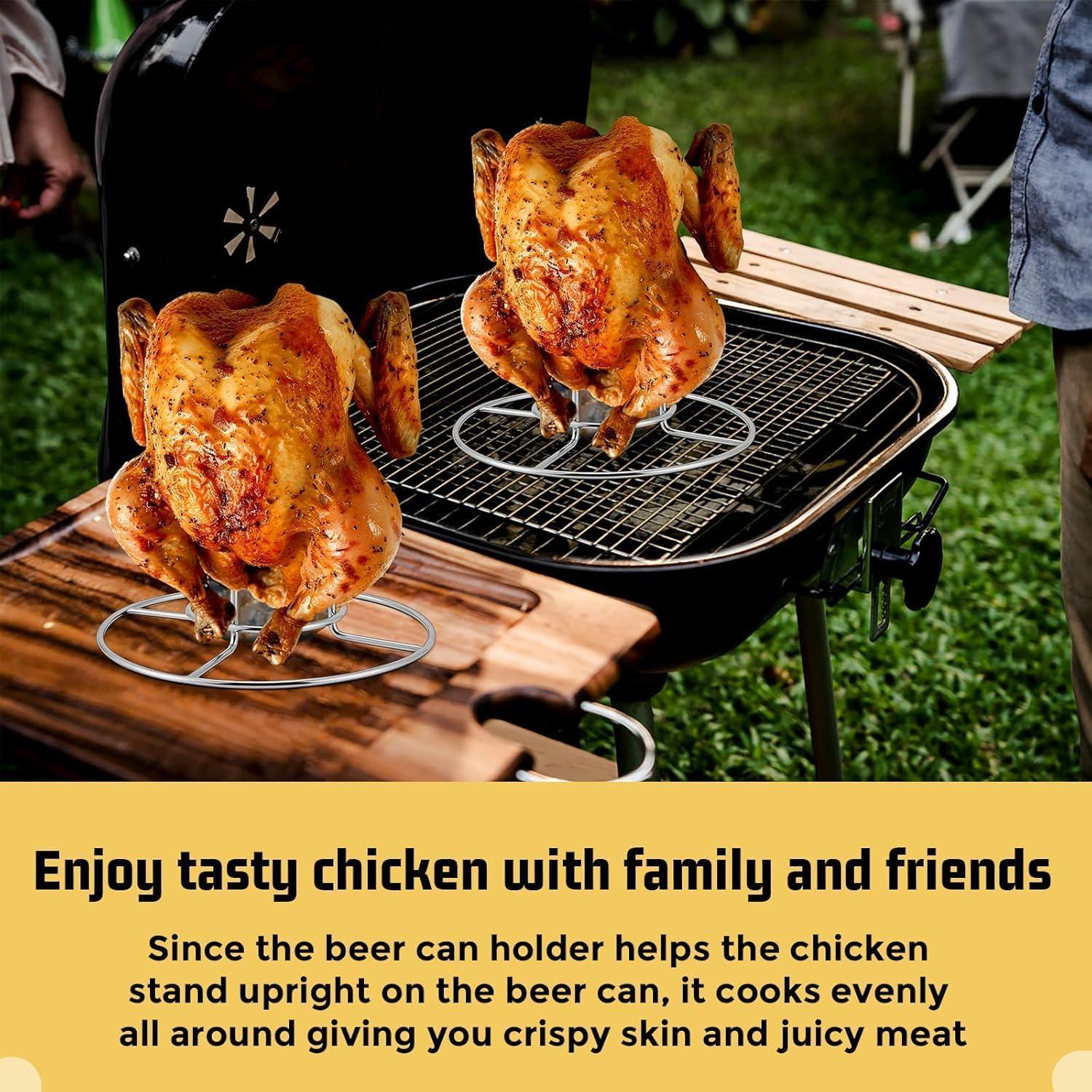 imageEfar Beer Can Chicken Holder for Grill Smoker Oven Vertical Stainless Steel Beer Butt Chicken Stand for Whole Chicken Roaster Food Grade amp NonToxic Rack for Tender and Juicy Chicken2 Racks