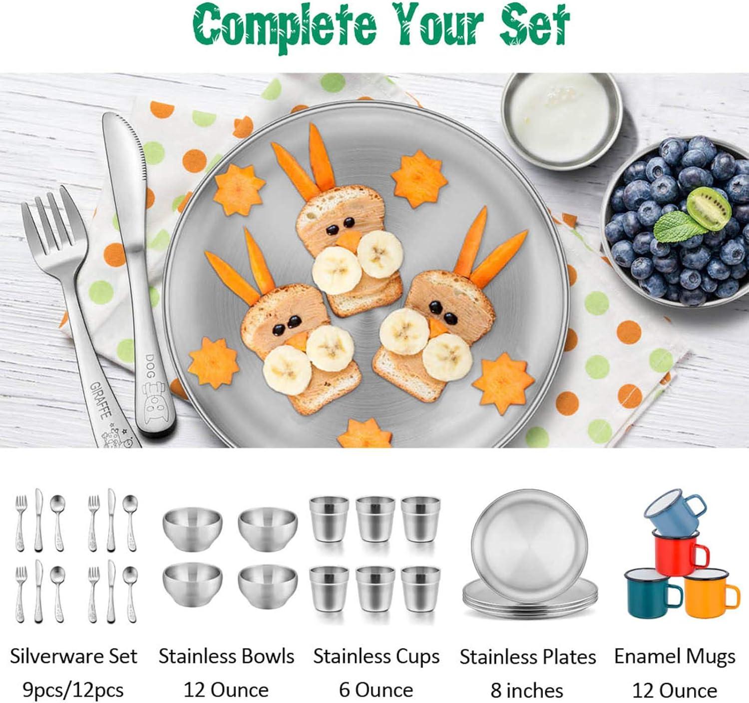 imageEfar Bowls for Kids Toddlers 12 Ounce Doubledeck 1810 Stainless Steel Bowls for Baby Children Healthy amp Matte Finish Insulated amp Shatterproof Set of 44