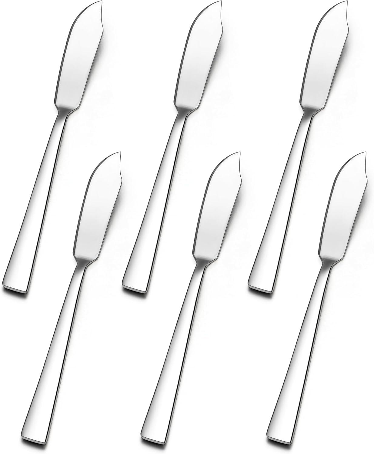 imageEfar Butter Spreader Knife Set of 6 7Inch Stainless Steel Cheese Dessert Knives for Kitchen Restaurant Party Mirror SilverMirror Silver