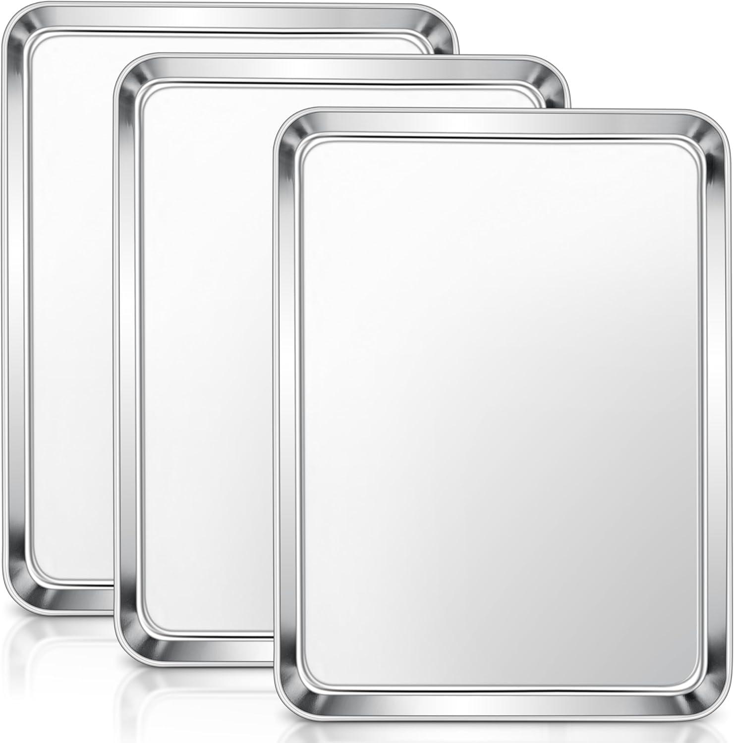 imageEfar Cookie Sheet for Baking 18x13 Stainless Steel Baking Sheet Pan for Oven Large Non Toxic Metal Baking Tray for Cake Cookies Healthy amp Rust Free Mirror Finish amp Dishwasher Safe 1 Pack3