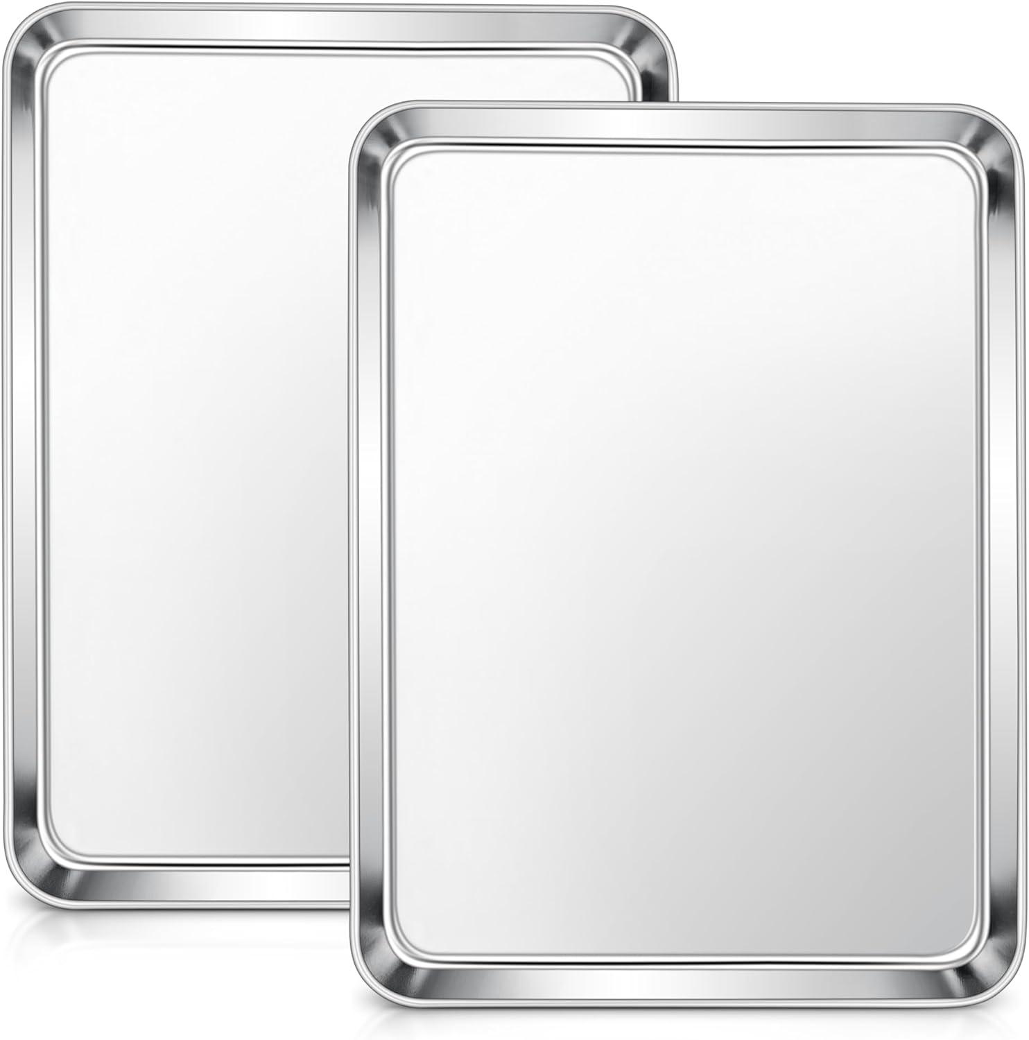 imageEfar Cookie Sheet for Baking 18x13 Stainless Steel Baking Sheet Pan for Oven Large Non Toxic Metal Baking Tray for Cake Cookies Healthy amp Rust Free Mirror Finish amp Dishwasher Safe 1 Pack2